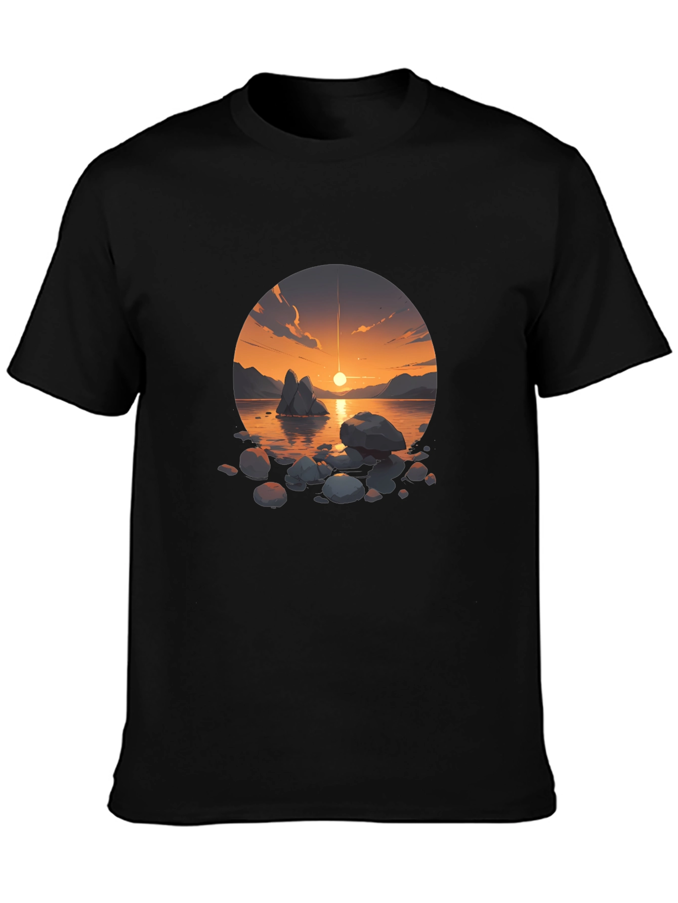 Sunset Lake Graphic Tee - Mens Black T-Shirt