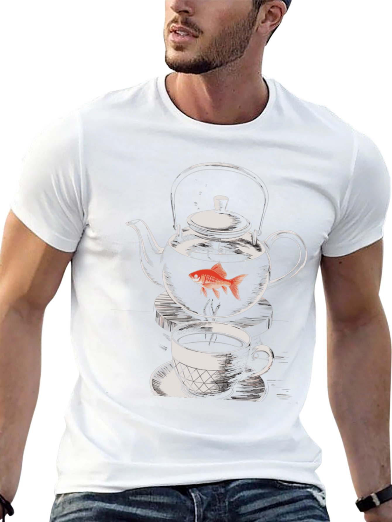 Quirky Teapot Fish Graphic Tee