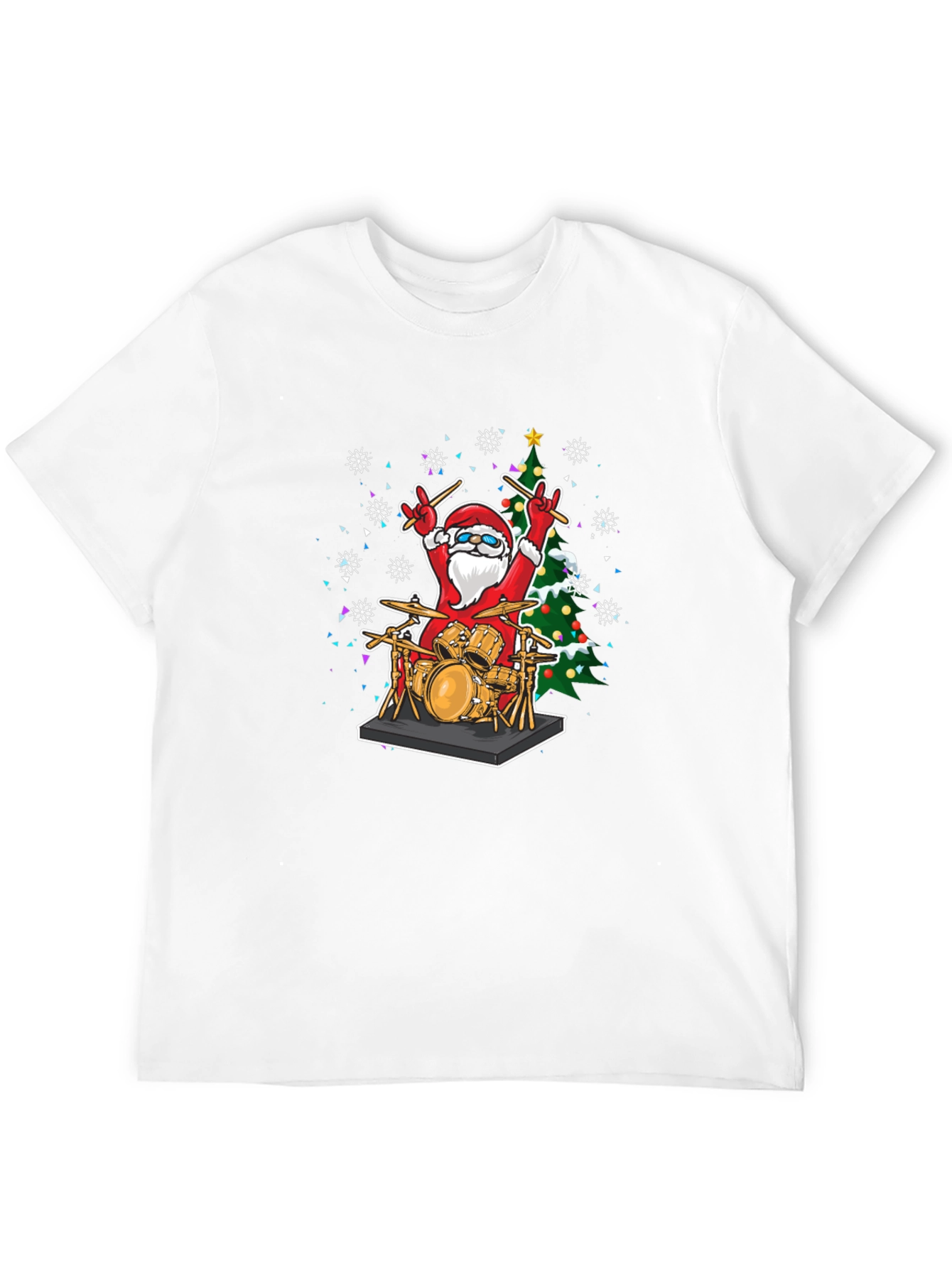 Santa Drummer T-Shirt - Christmas Music Tee