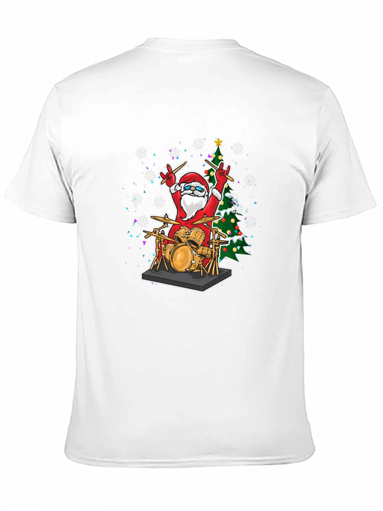 Santa Drummer T-Shirt - Christmas Music Tee