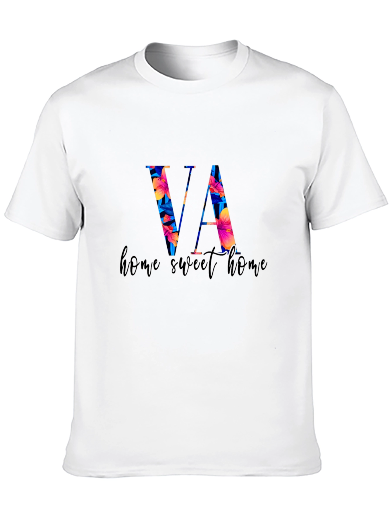 Floral VA Home Sweet Home Black T-Shirt
