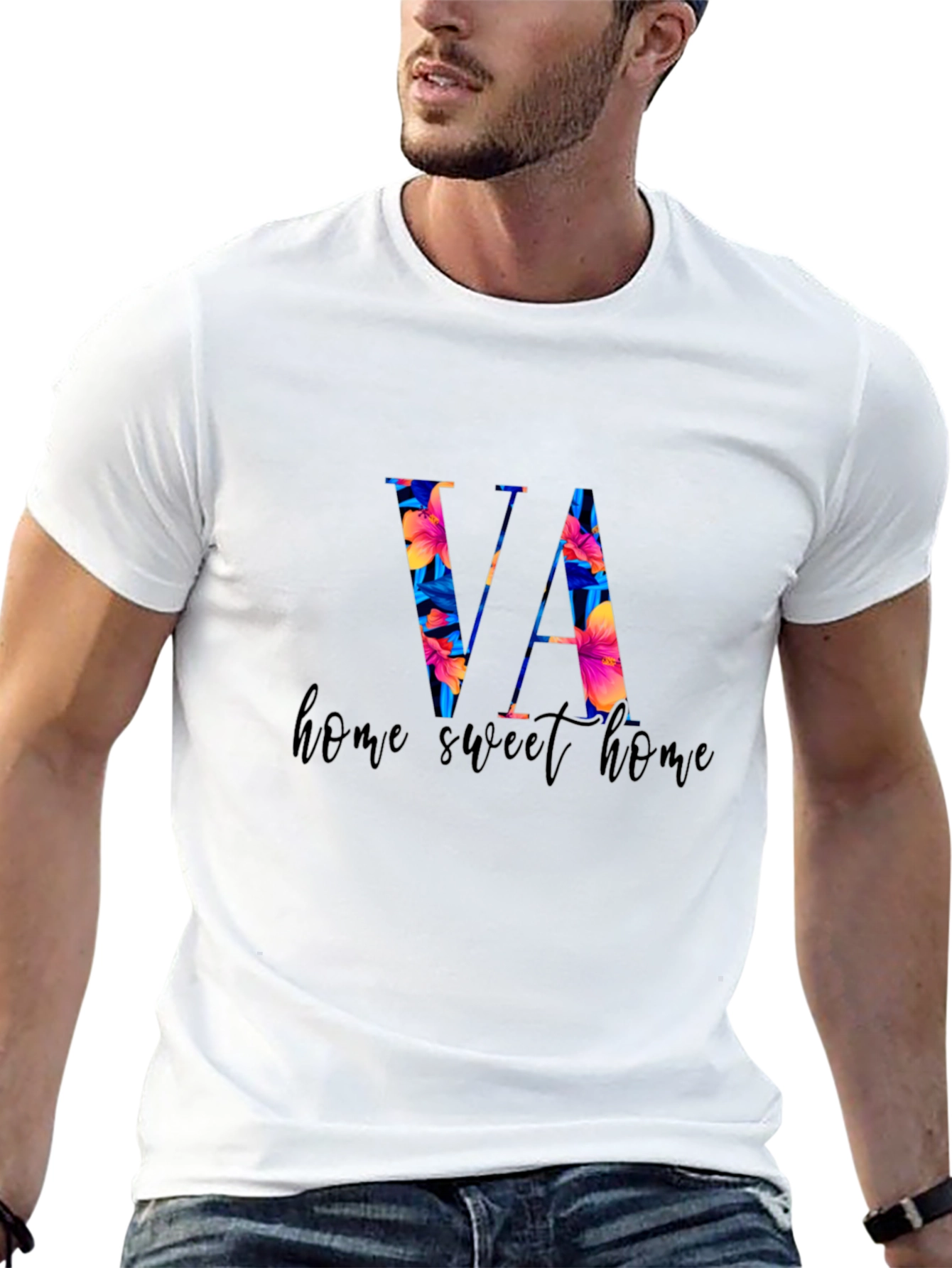 Floral VA Home Sweet Home Black T-Shirt