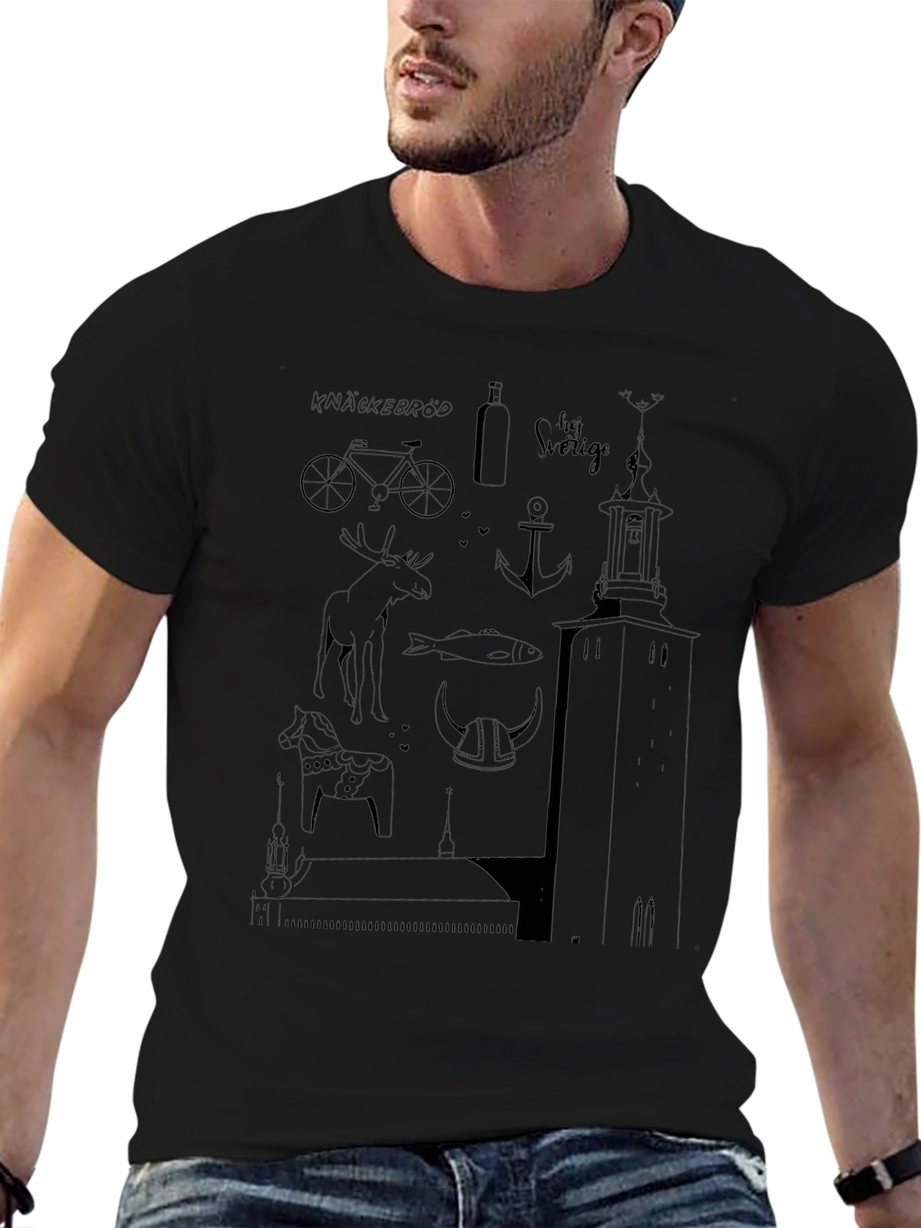 Sweden-Themed Black T-Shirt