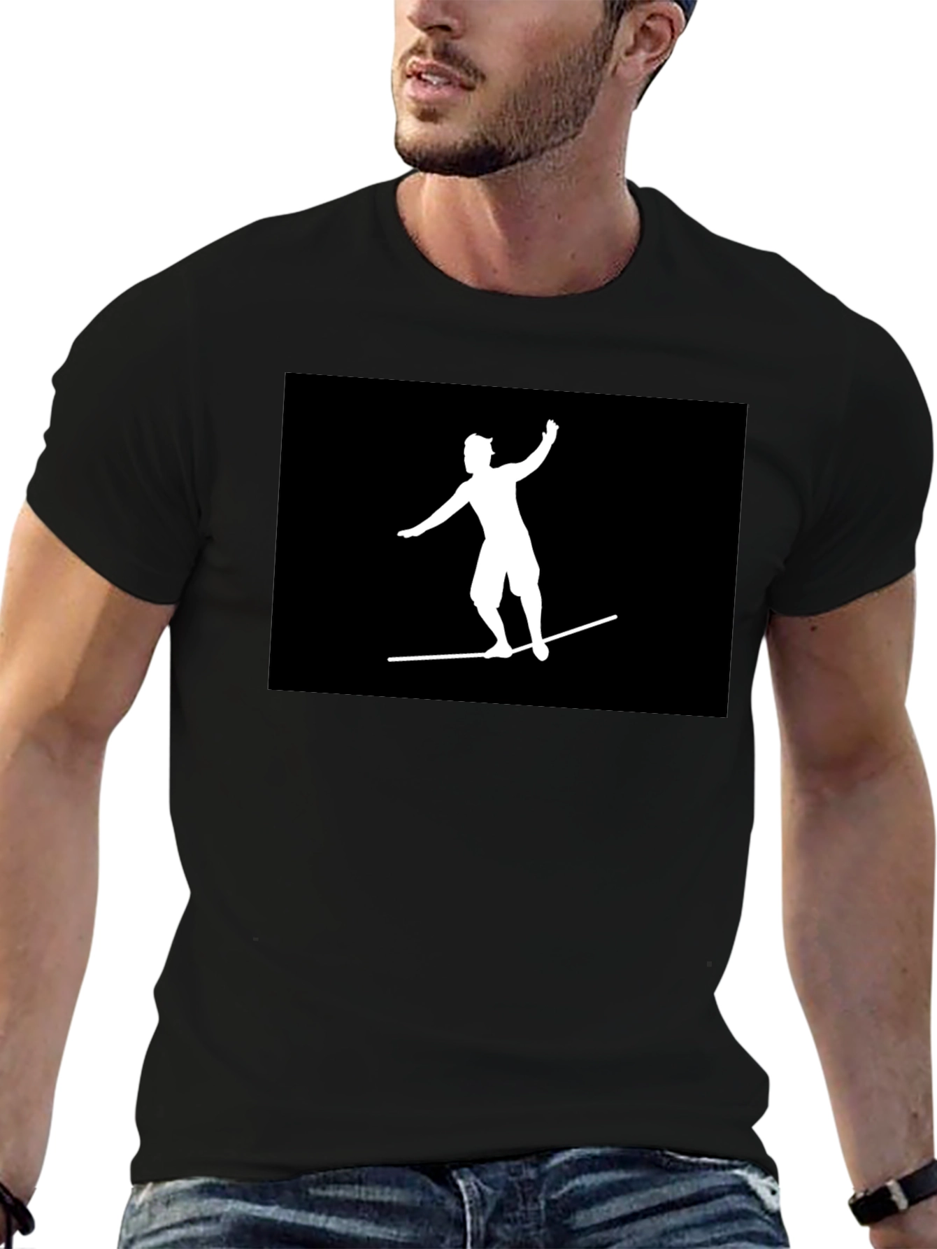 Black T-Shirt Surfer Graphic Tee Casual Wear