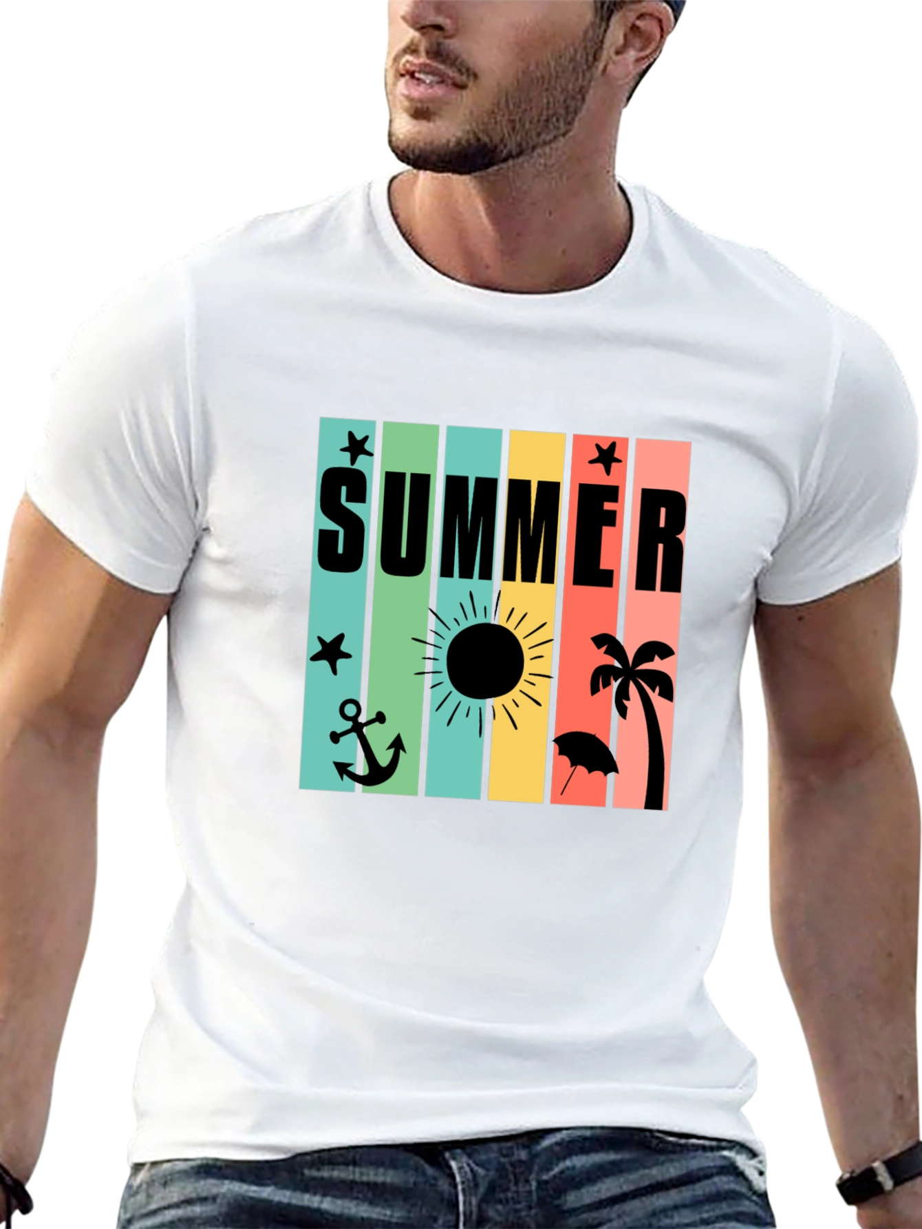 Summer Vibes T-Shirt - Black - Beach Design
