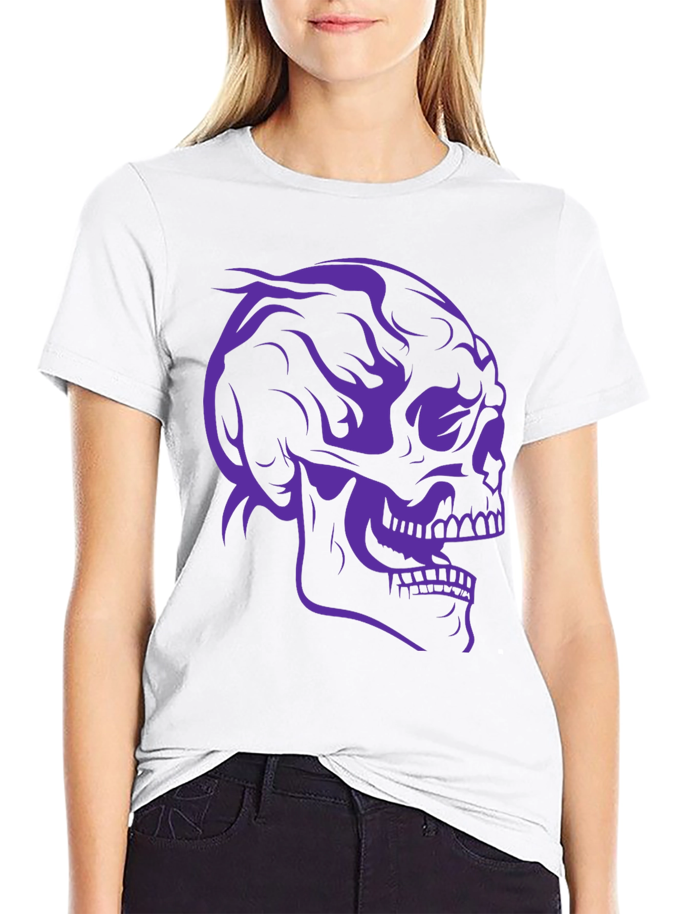 Skull Graphic Tee - Black Cotton T-Shirt