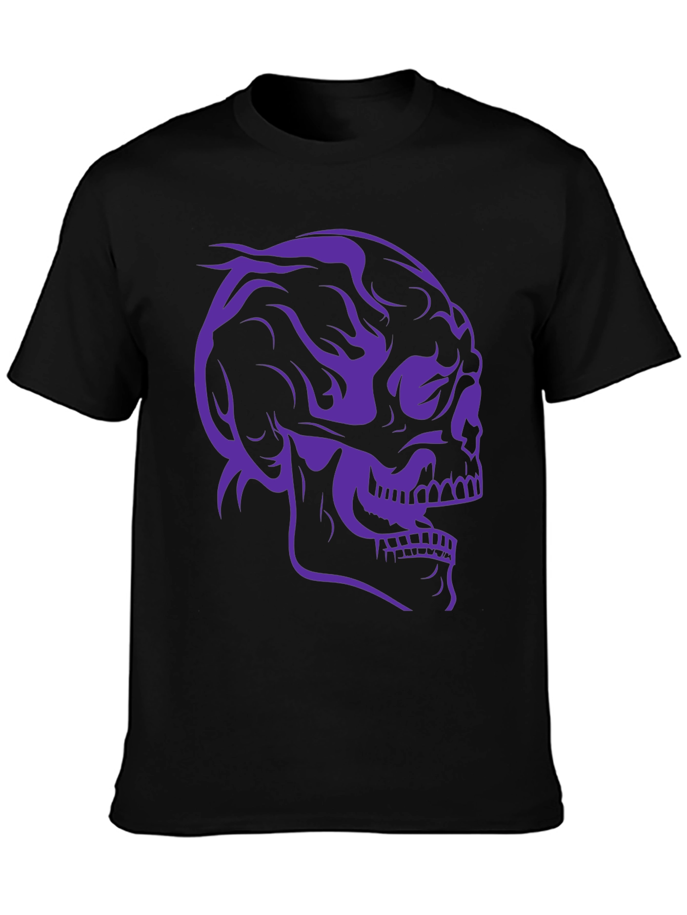 Skull Graphic Tee - Black Cotton T-Shirt