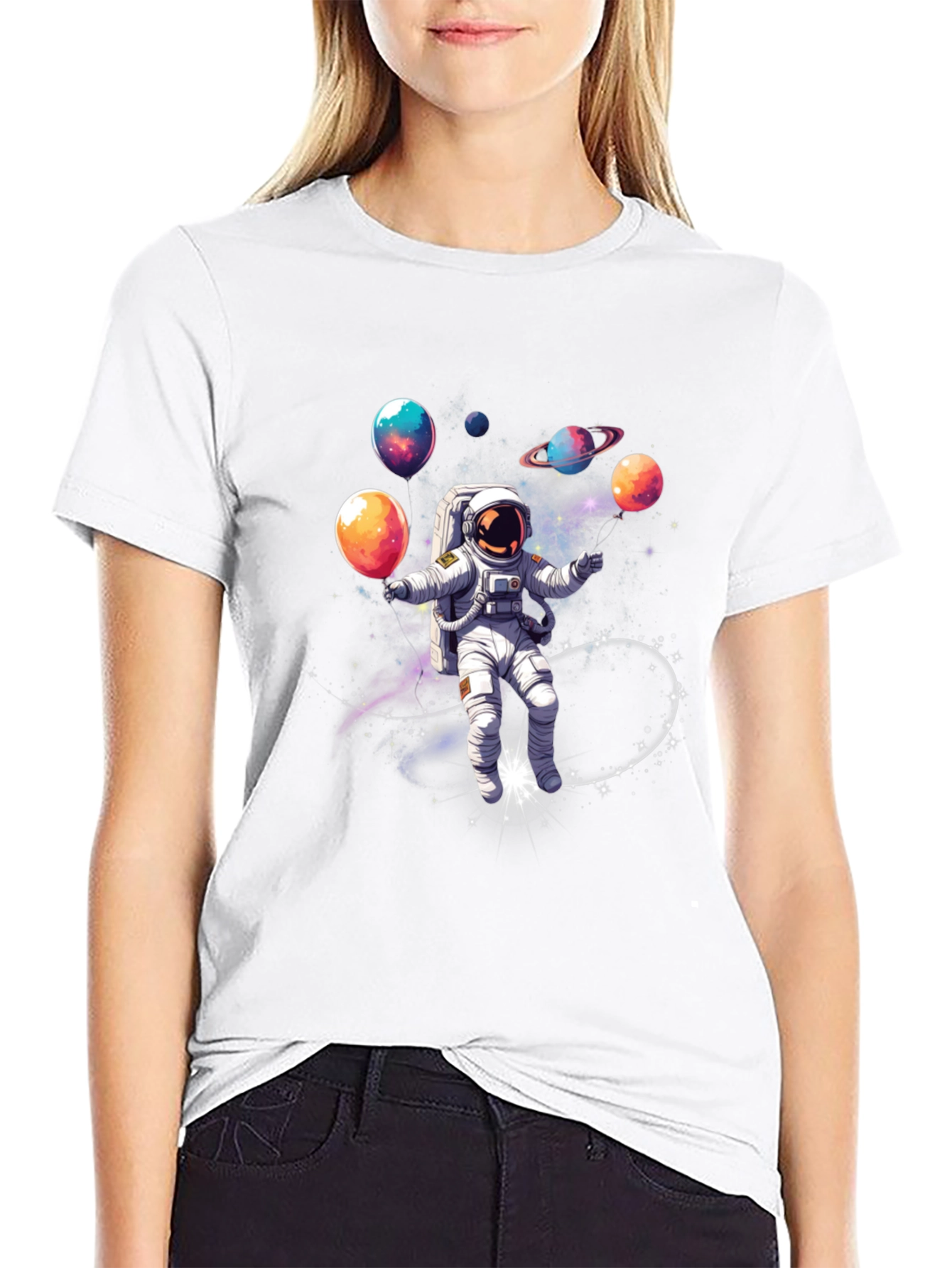 Astronaut Juggling Planets Graphic Tee