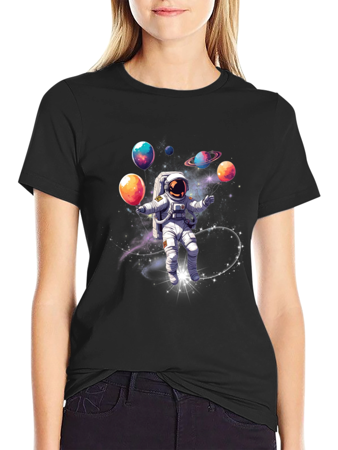 Astronaut Juggling Planets Graphic Tee