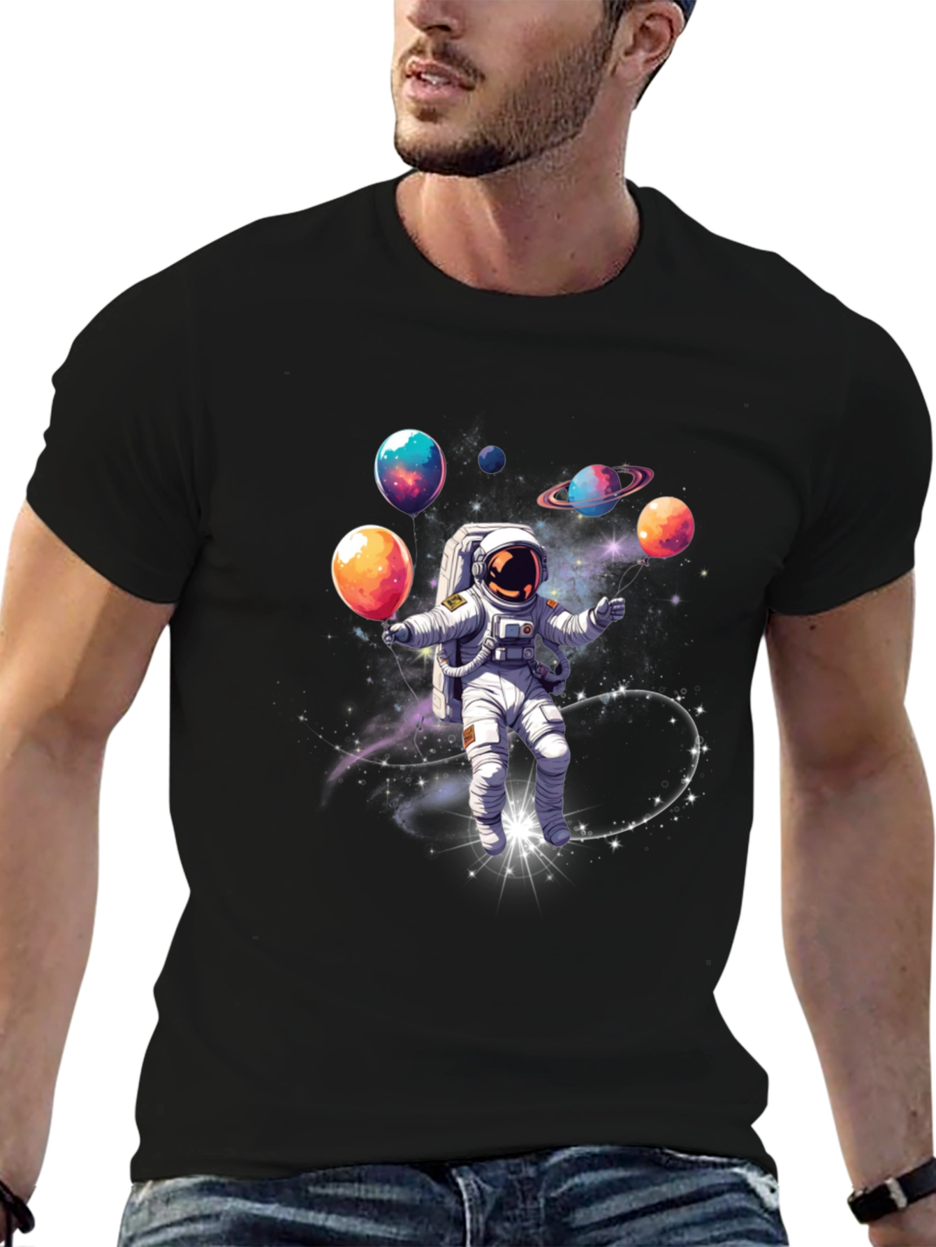 Astronaut Juggling Planets Graphic Tee