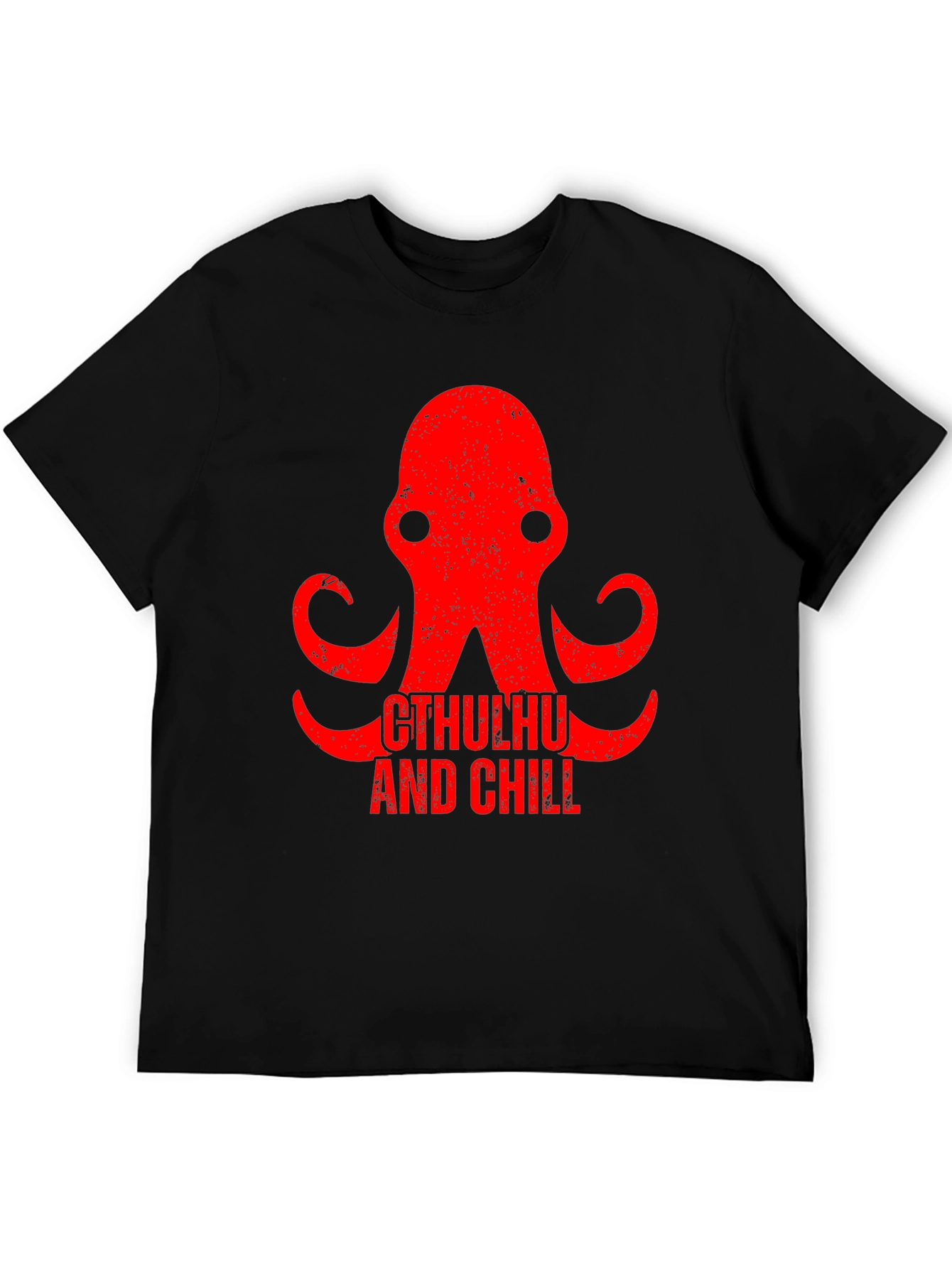 Cthulhu and Chill Graphic Tee - Black Cotton T-Shirt