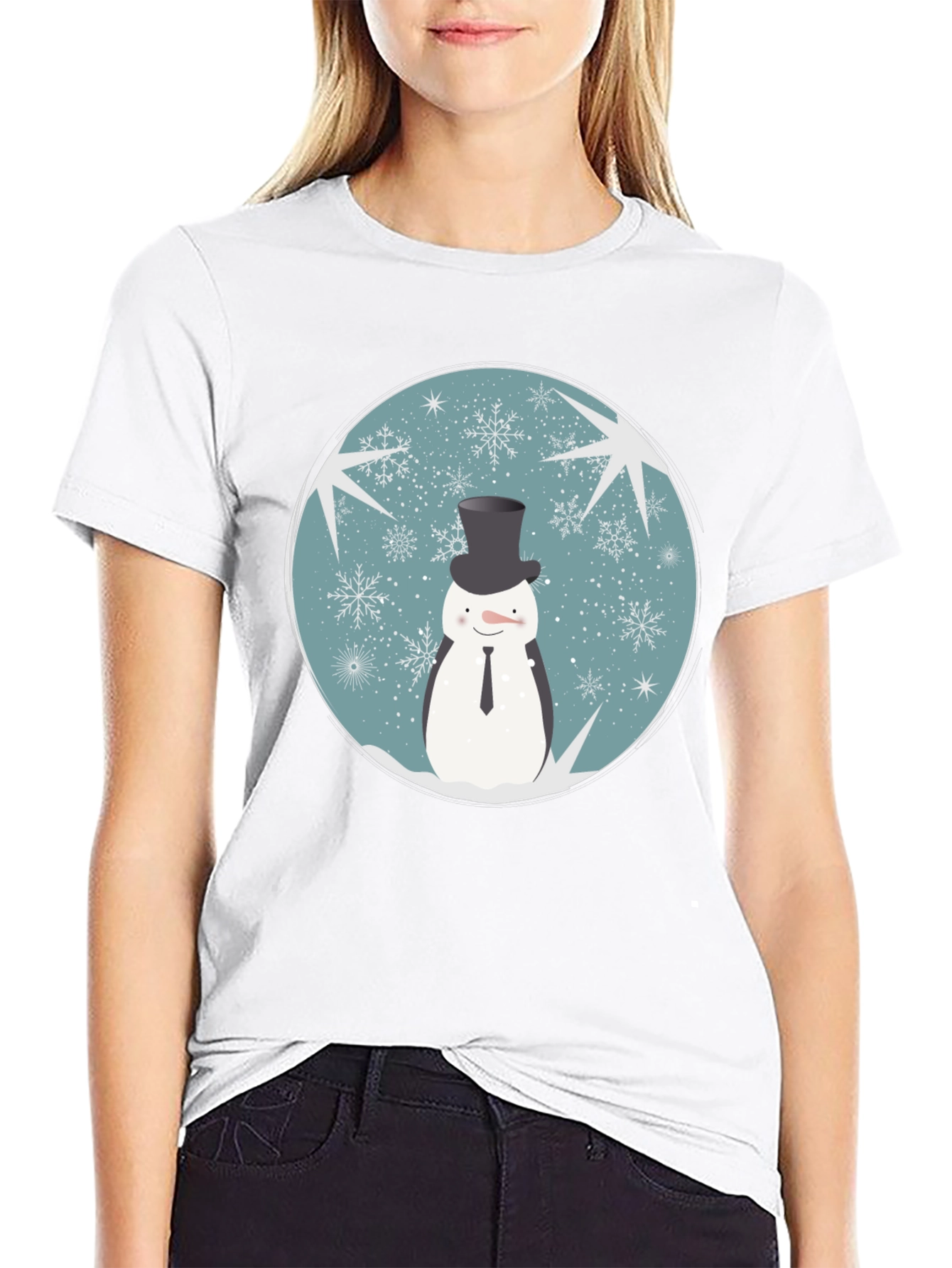 Snowman Top Hat Graphic T-Shirt