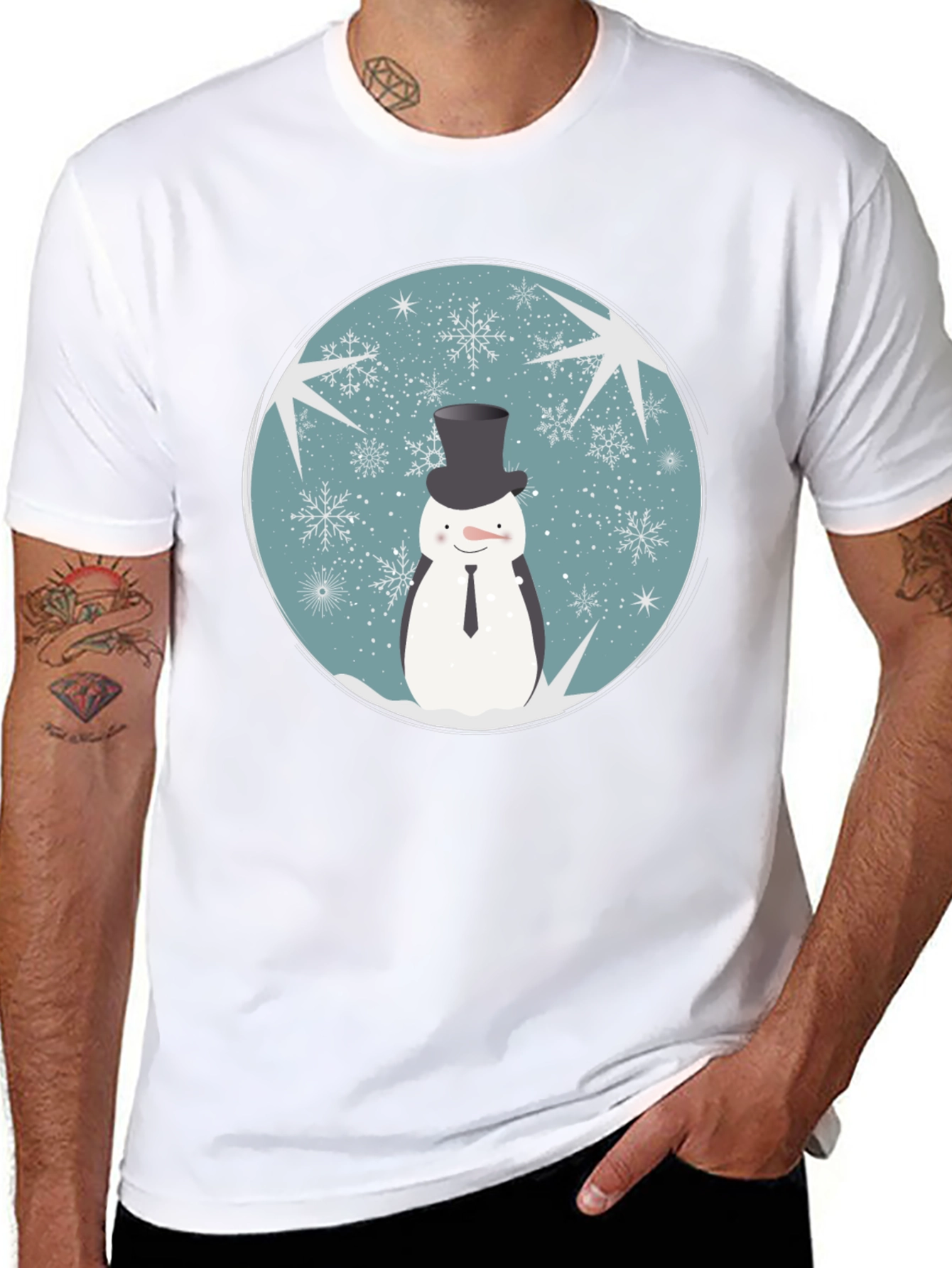 Snowman Top Hat Graphic T-Shirt