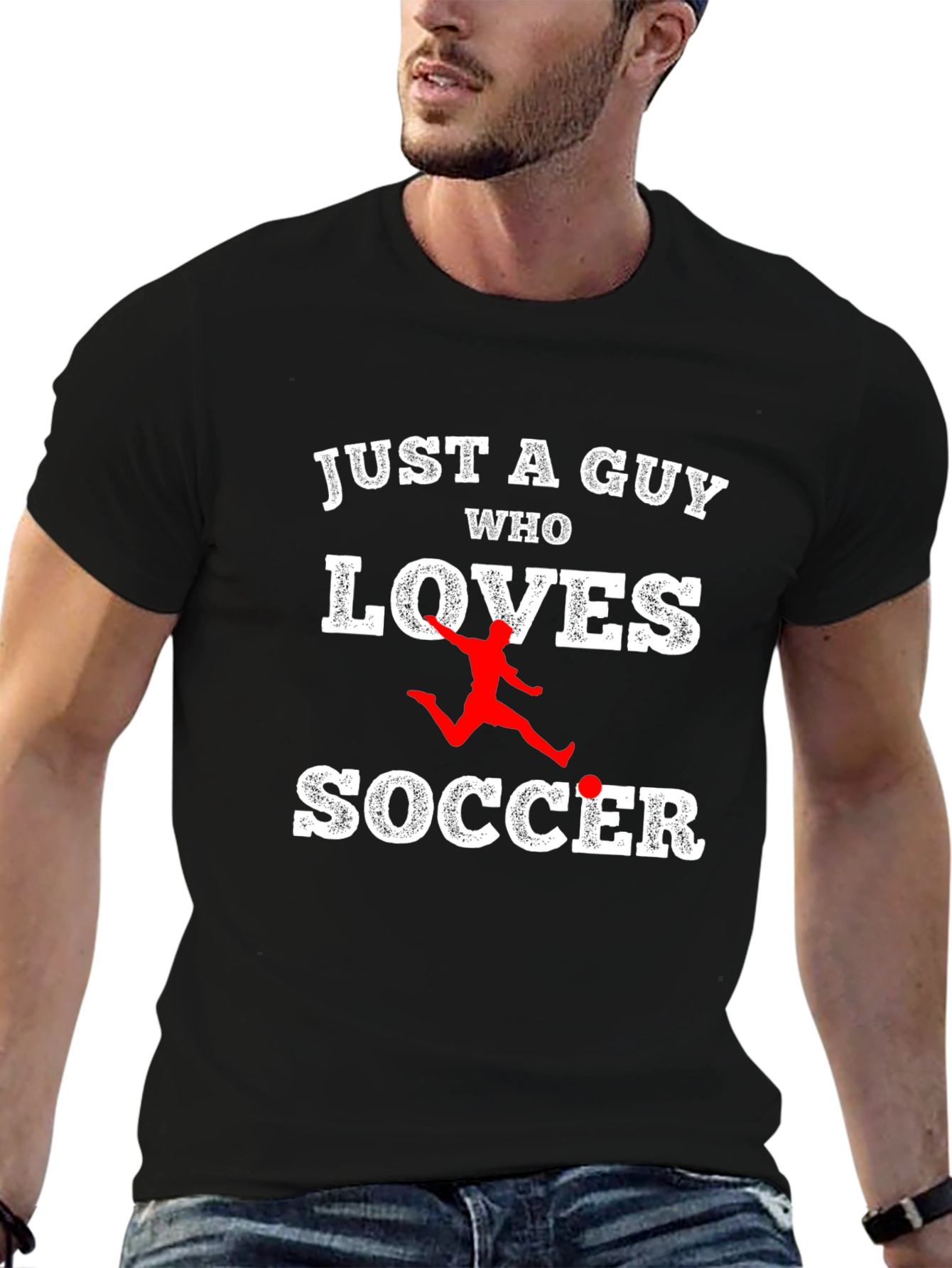 Just A Guy Who Loves Soccer T-Shirt - Black