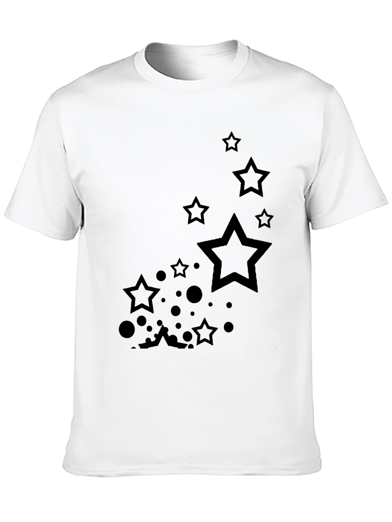 Stylish Black Star Print Casual T-Shirt