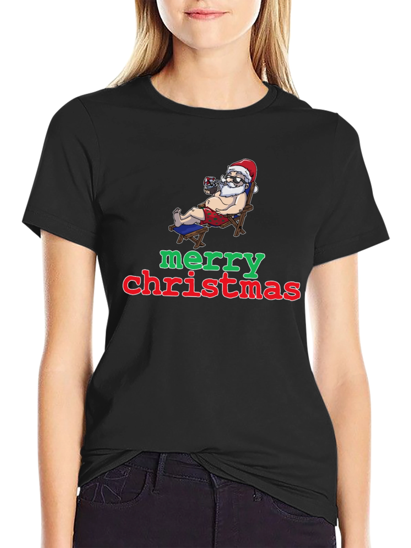 Funny Santa Merry Christmas Graphic T-Shirt