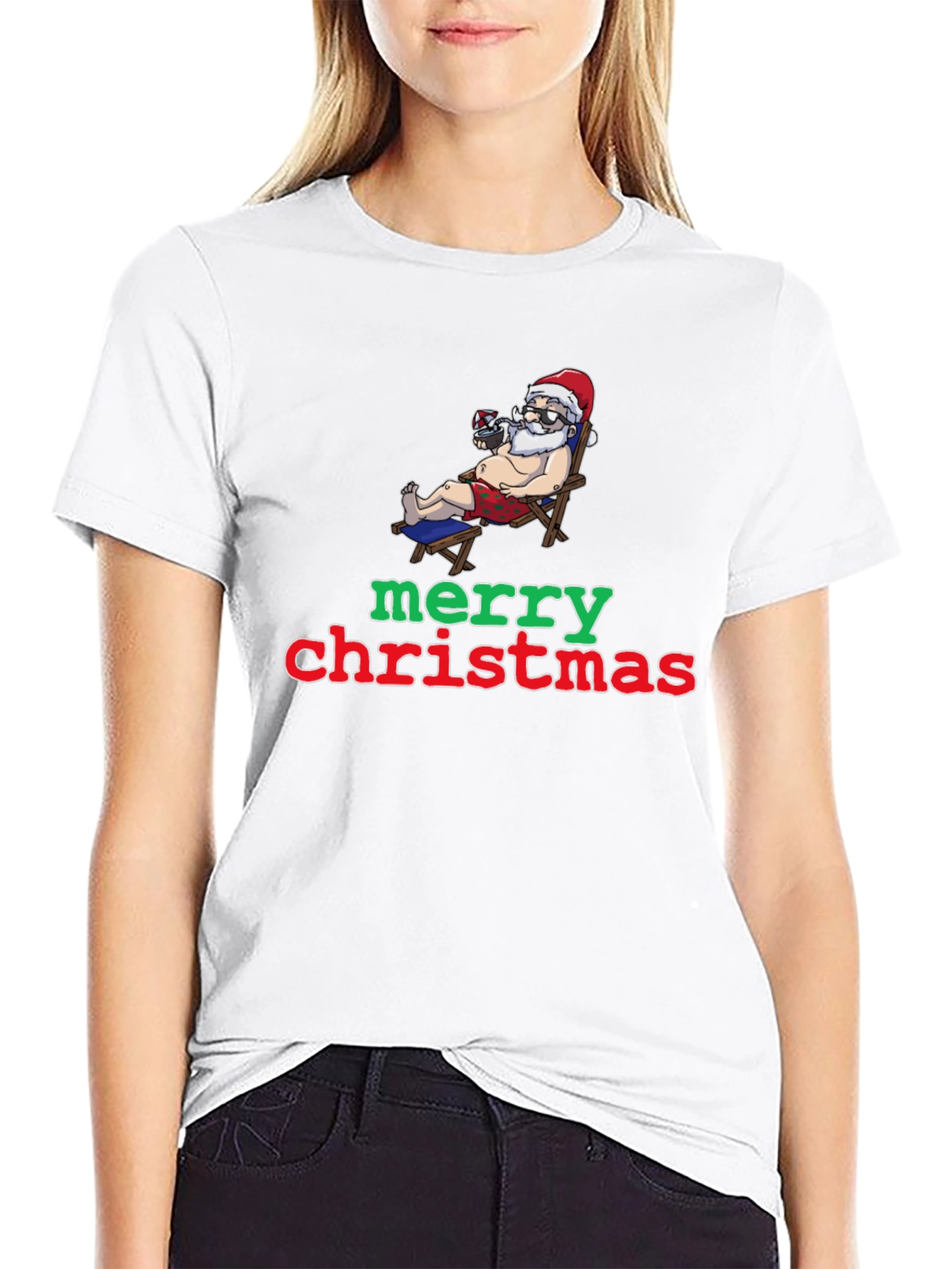 Funny Santa Merry Christmas Graphic T-Shirt