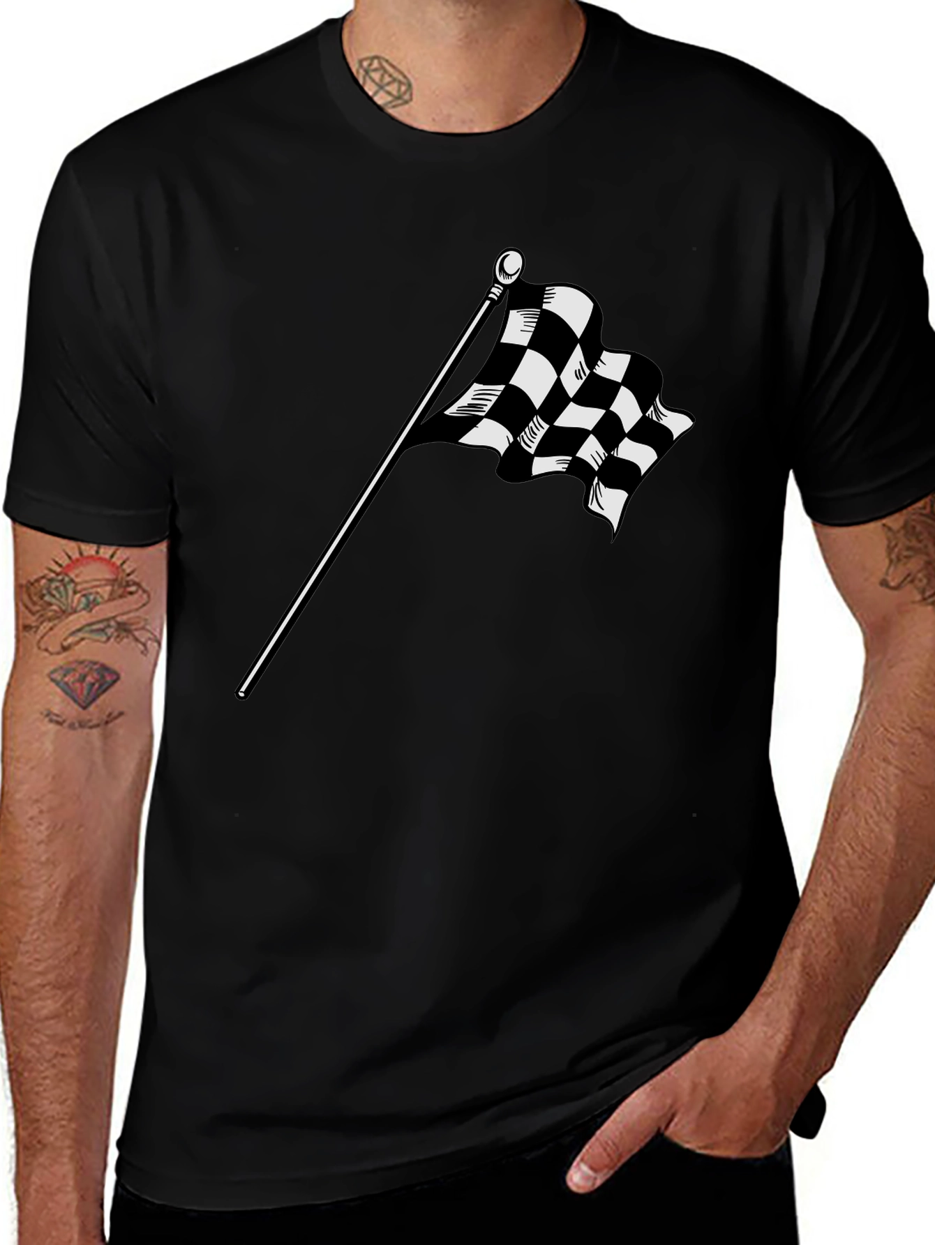 Checkered Flag Graphic Tee - Race Day Ready!