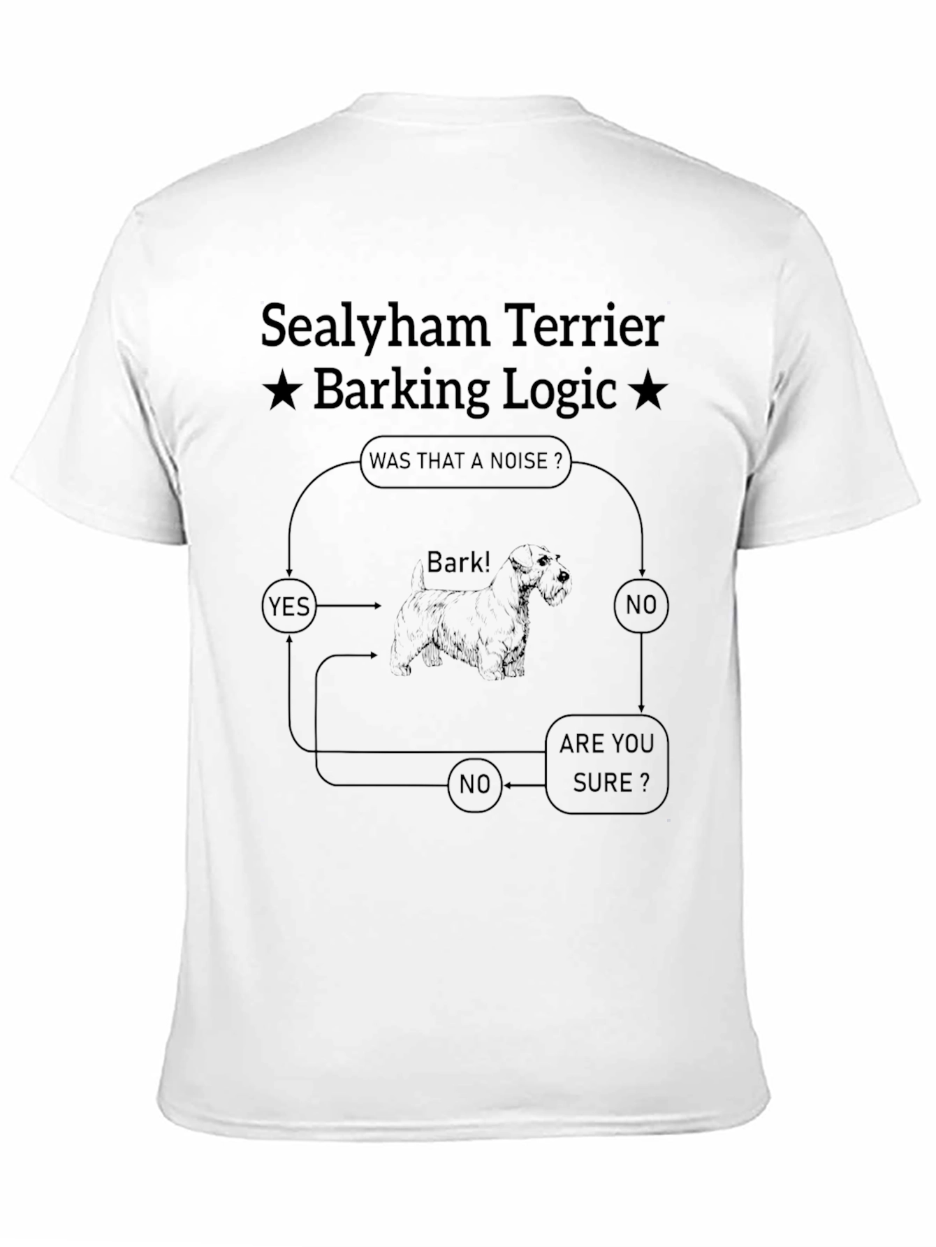 Sealyham Terrier Barking Logic Black T-Shirt