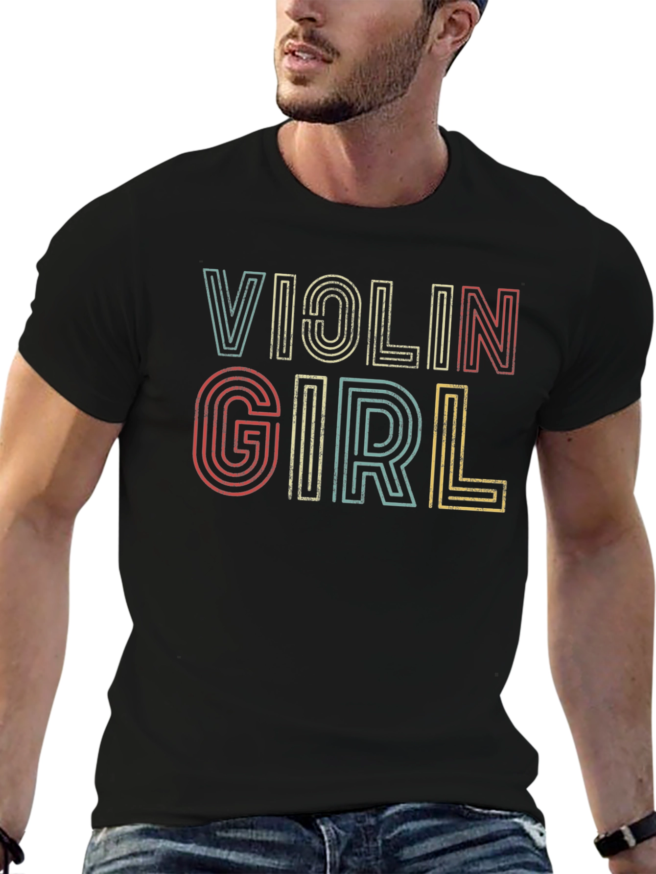 Violin Girl Retro Graphic Tee