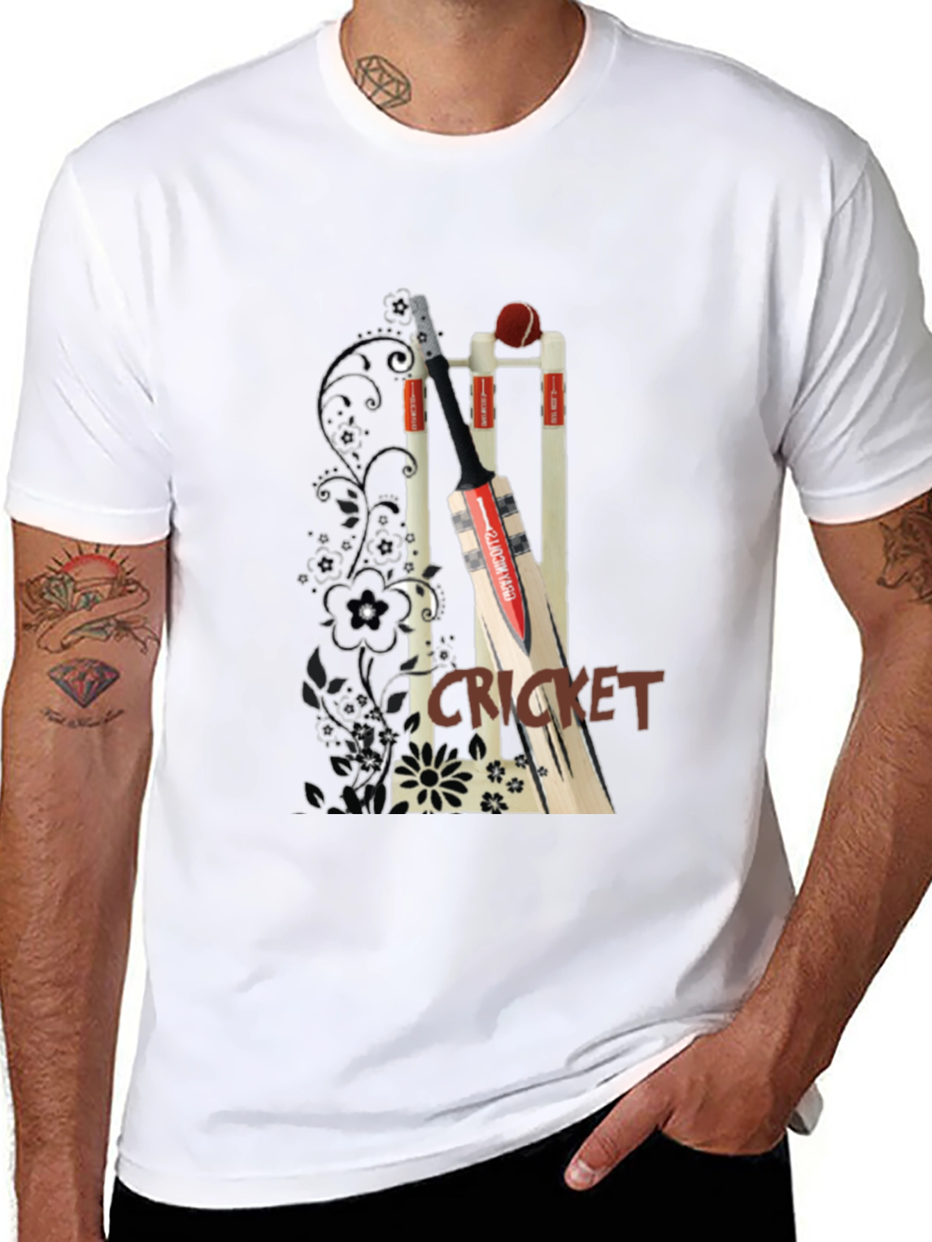 Cricket Bat & Wicket Graphic Tee