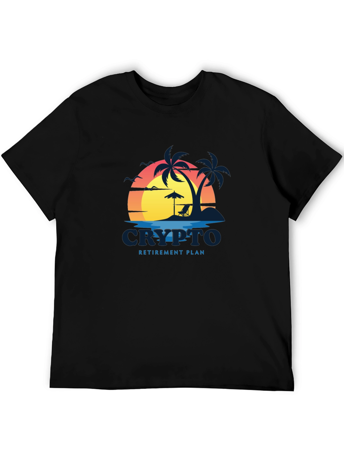 Crypto Retirement Plan Black T-Shirt - Beach Design