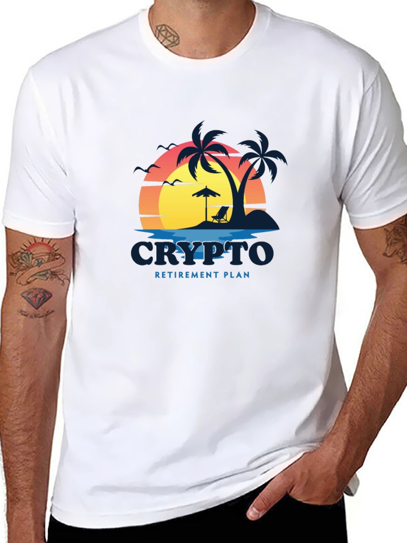 Crypto Retirement Plan Black T-Shirt - Beach Design