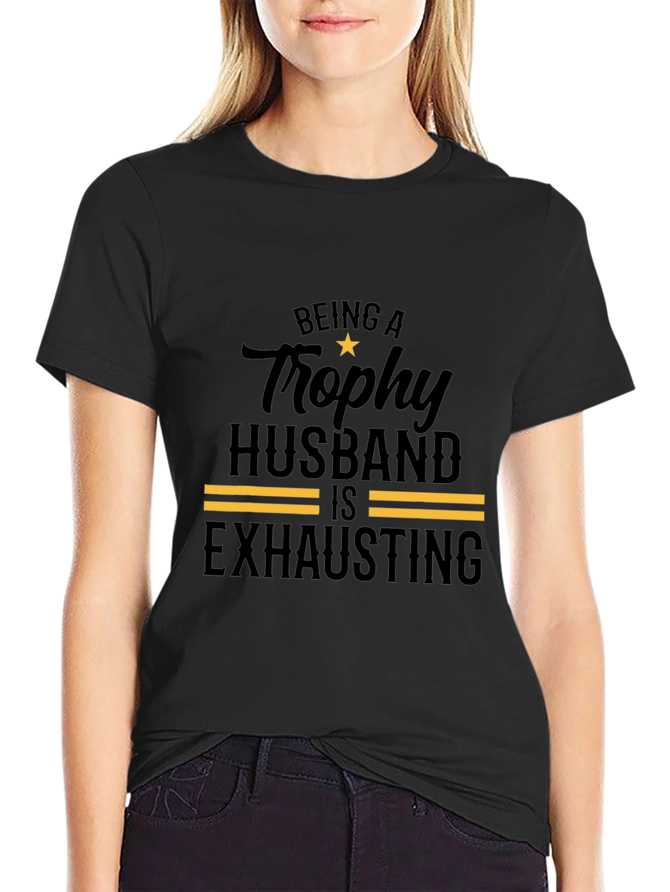 Trophy Husband Black T-Shirt Funny Design