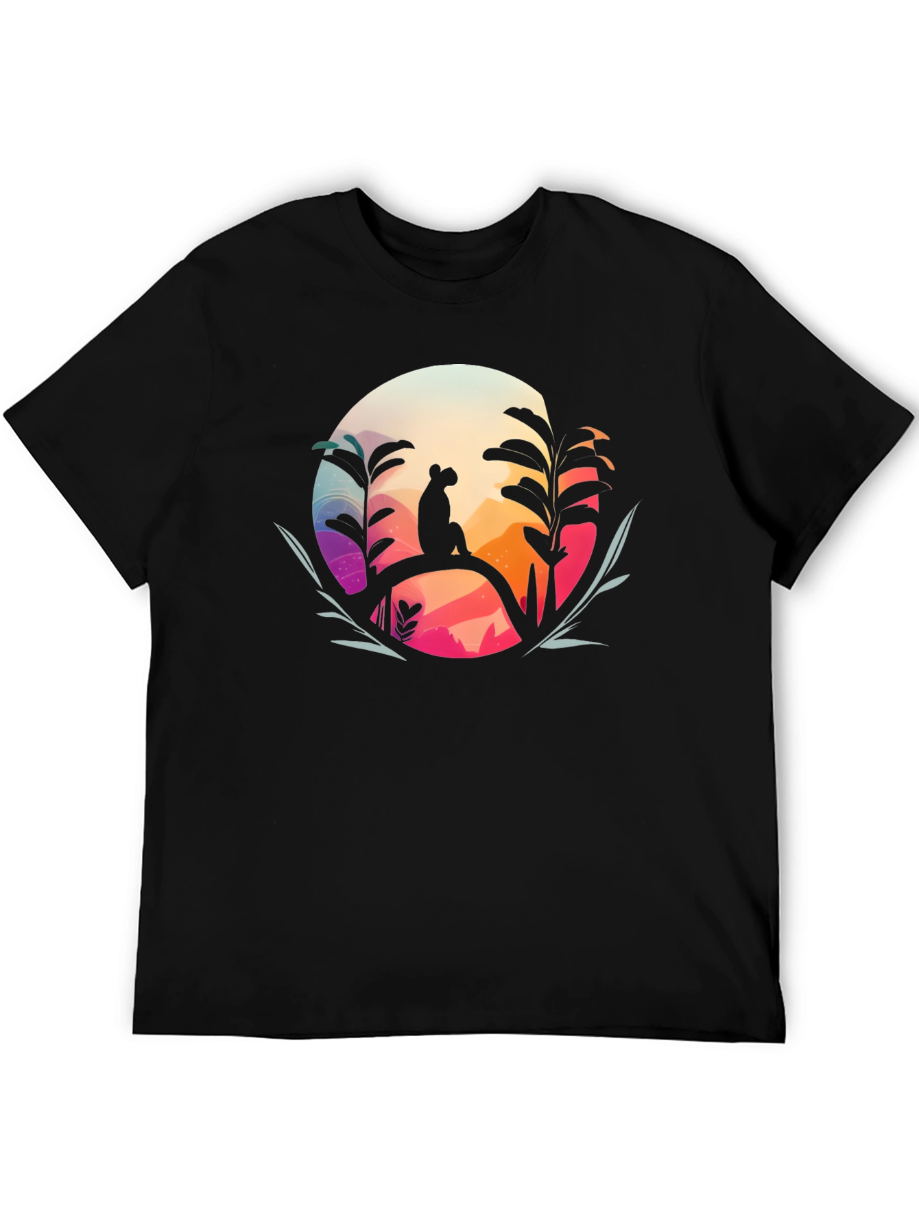 Nature Silhouette Graphic Black T-Shirt