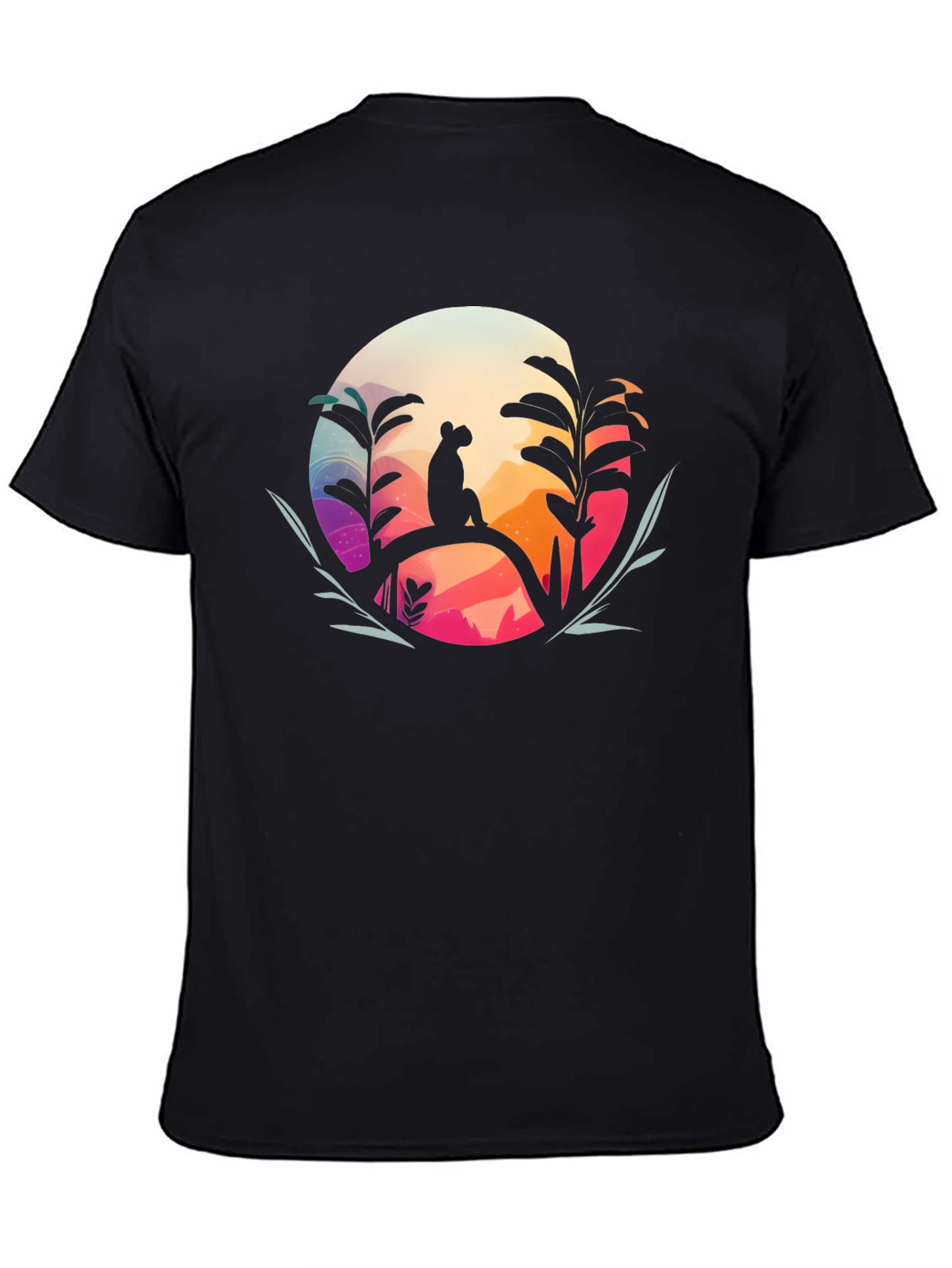 Nature Silhouette Graphic Black T-Shirt