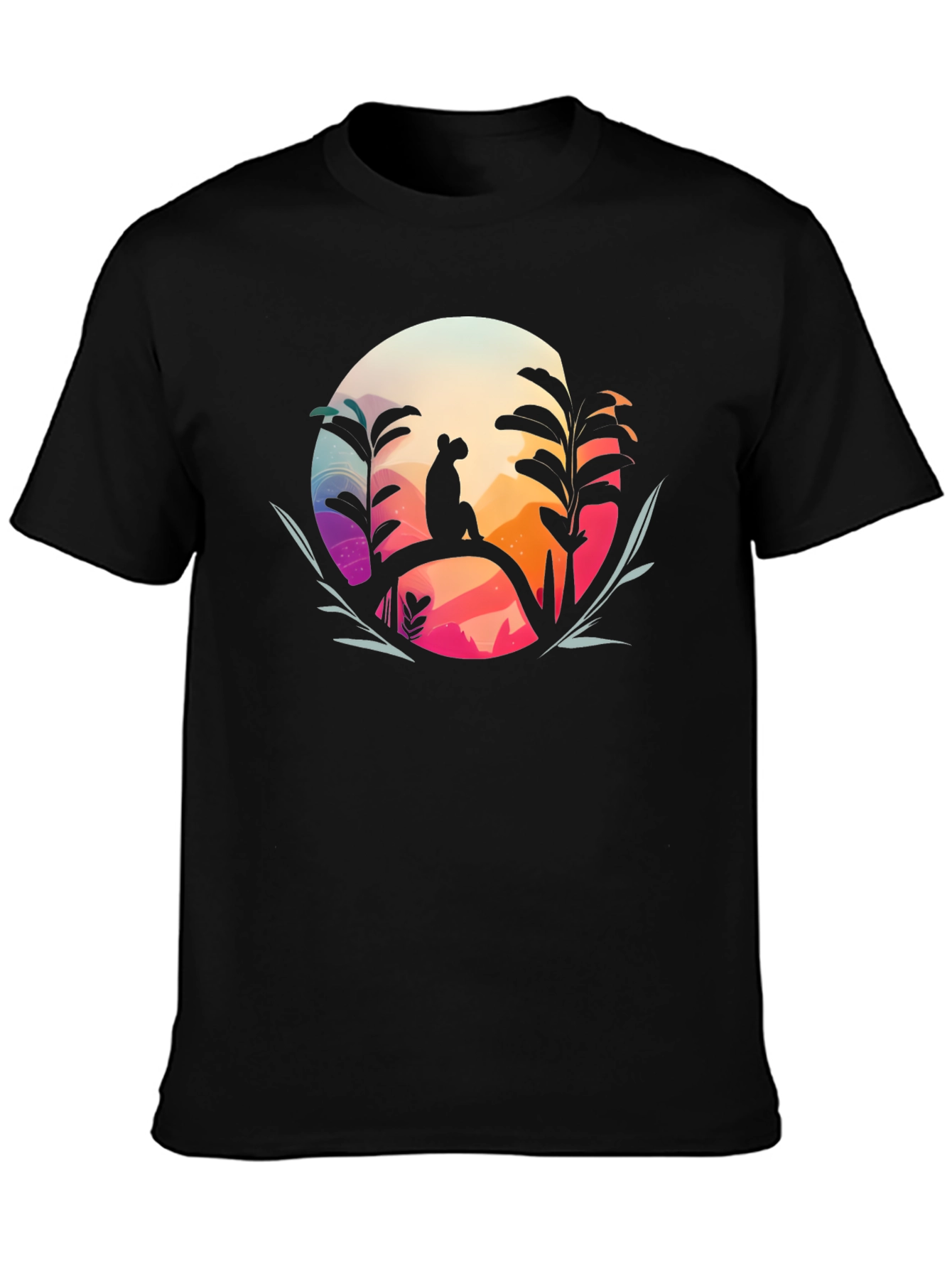 Nature Silhouette Graphic Black T-Shirt