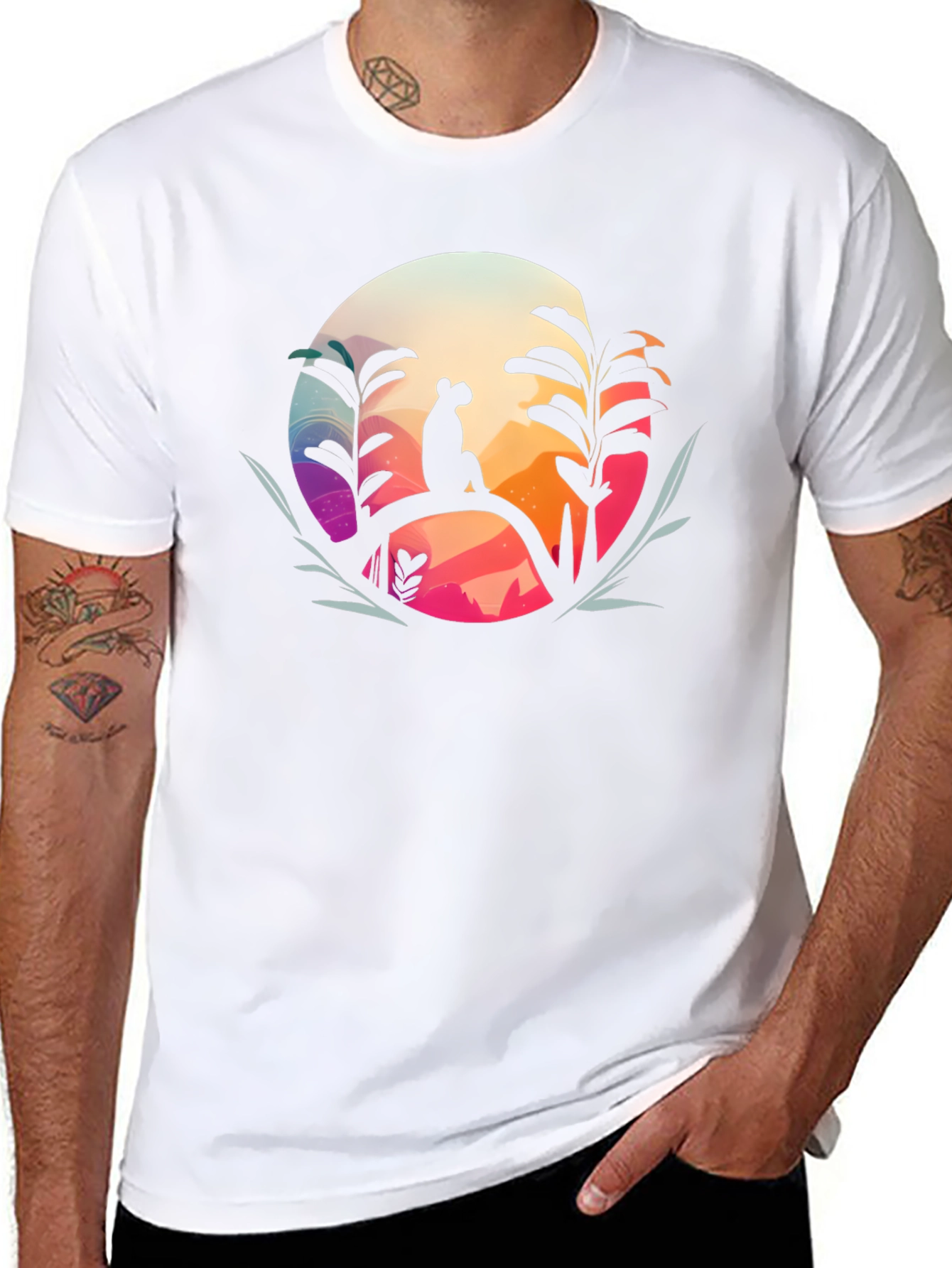 Nature Silhouette Graphic Black T-Shirt