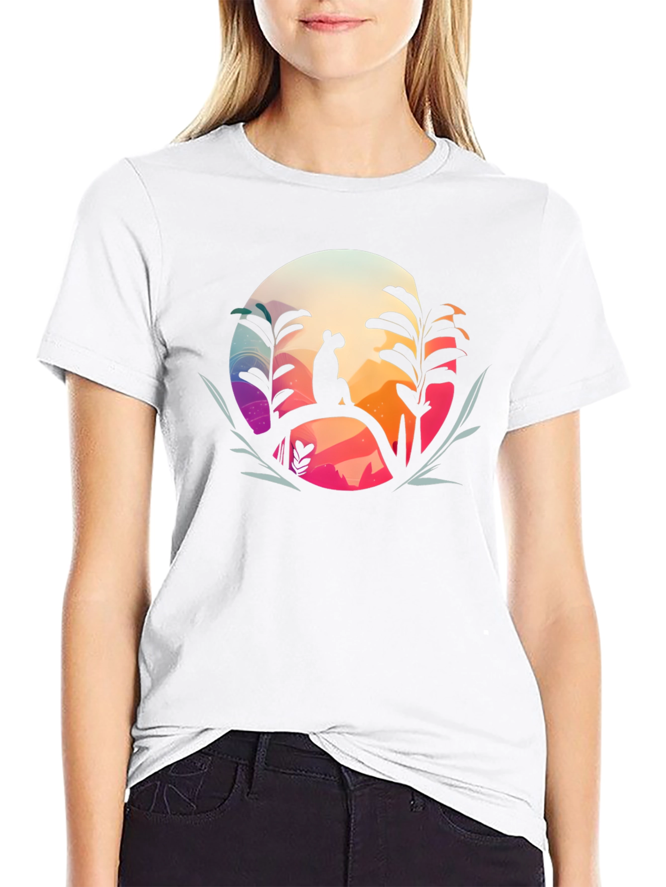 Nature Silhouette Graphic Black T-Shirt