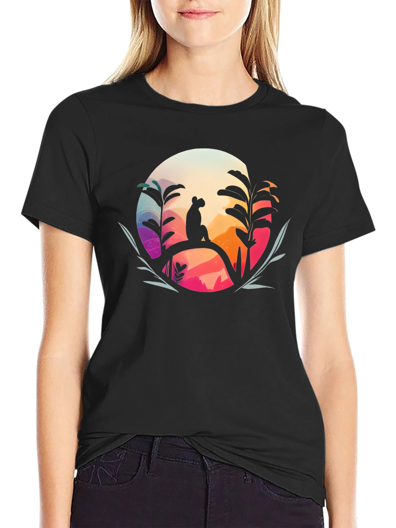 Nature Silhouette Graphic Black T-Shirt