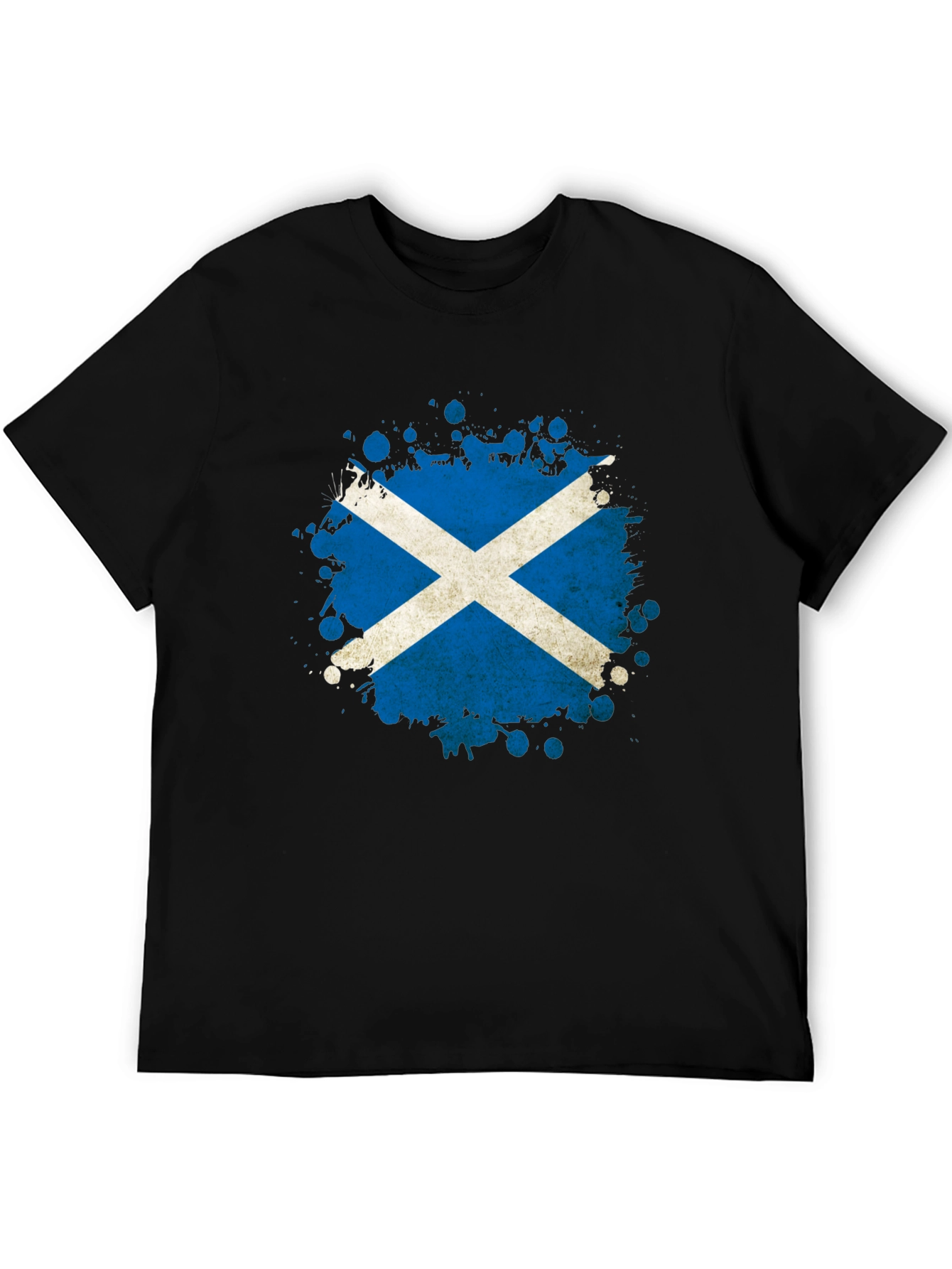 Scottish Flag Splatter T-Shirt - Black