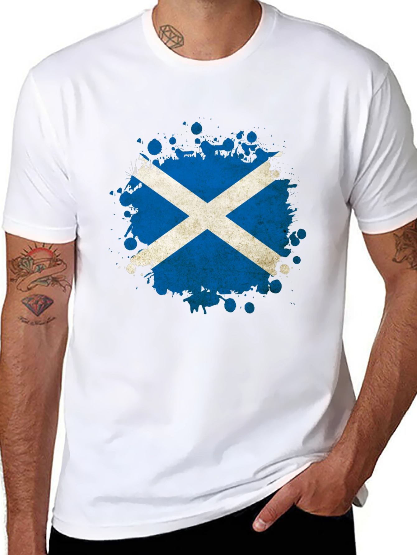 Scottish Flag Splatter T-Shirt - Black