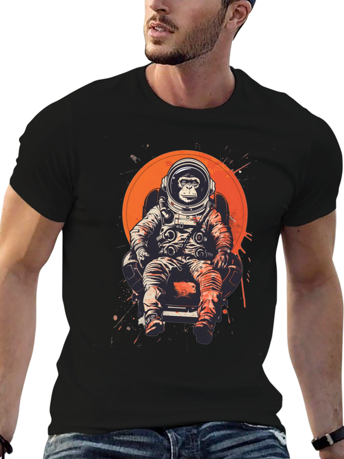 Astronaut Monkey T-Shirt - Space Chimpanzee Tee