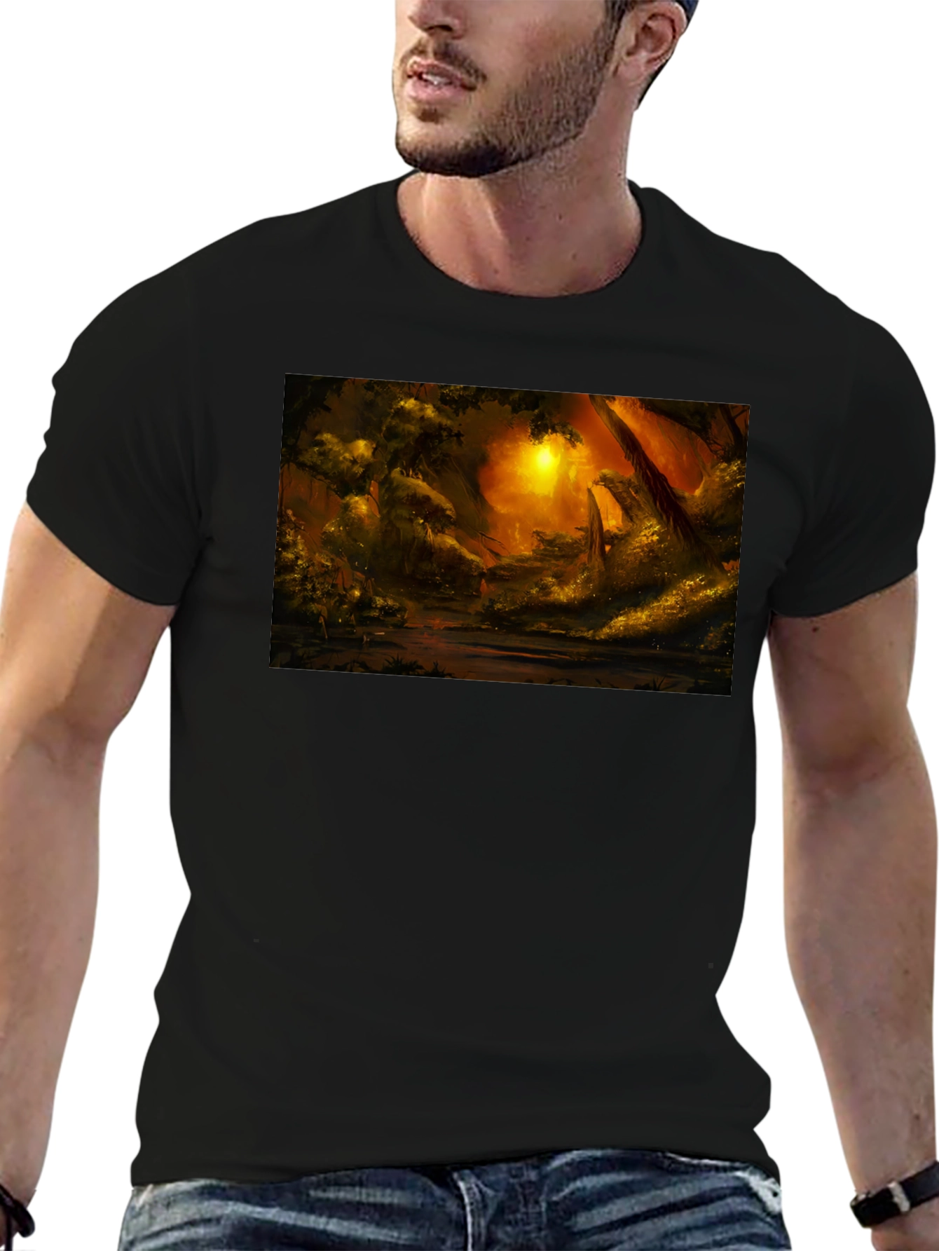 Golden Forest T-Shirt - Nature Inspired Graphic Tee