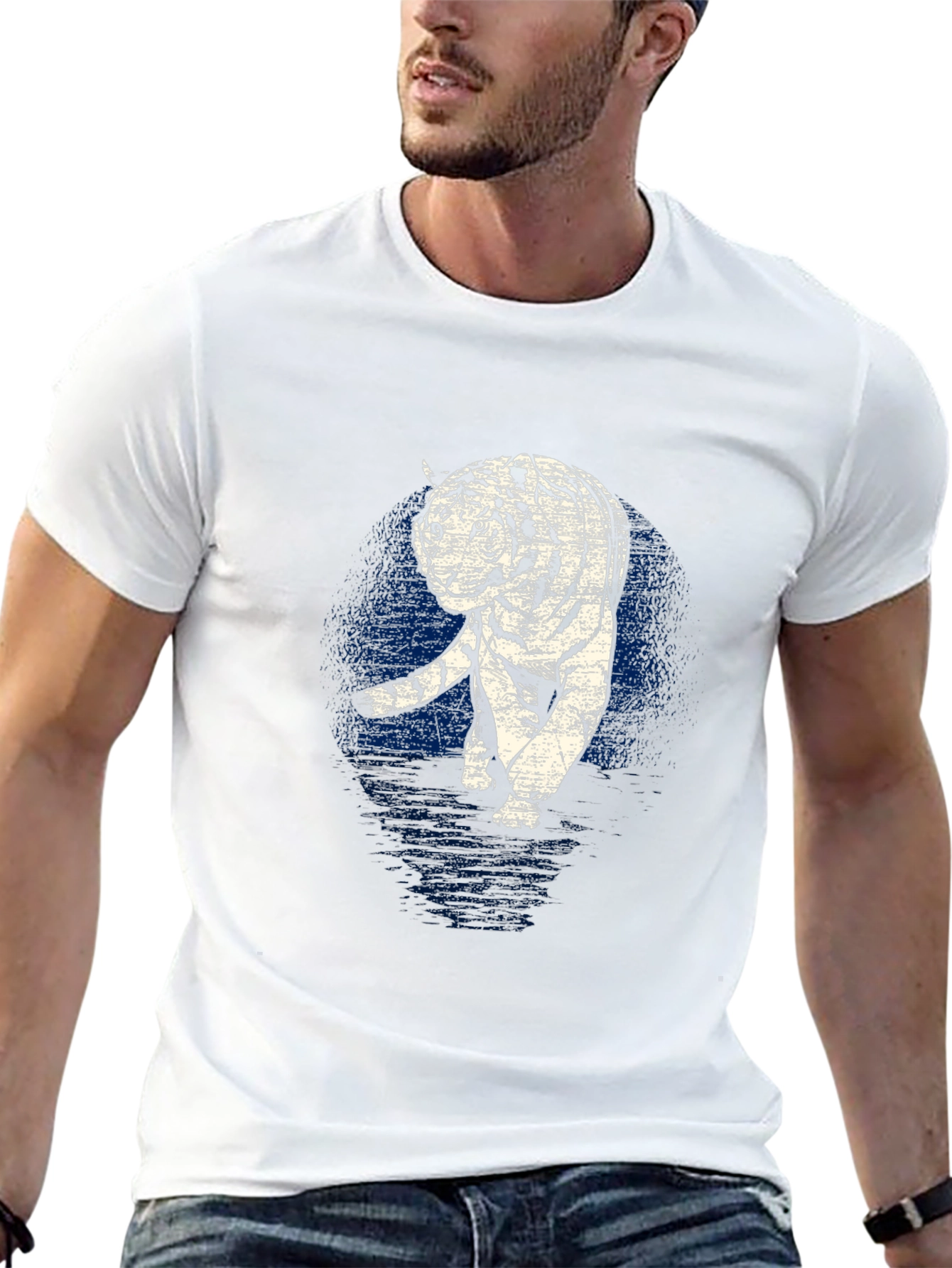 Tiger Graphic Tee - Black Cotton T-Shirt