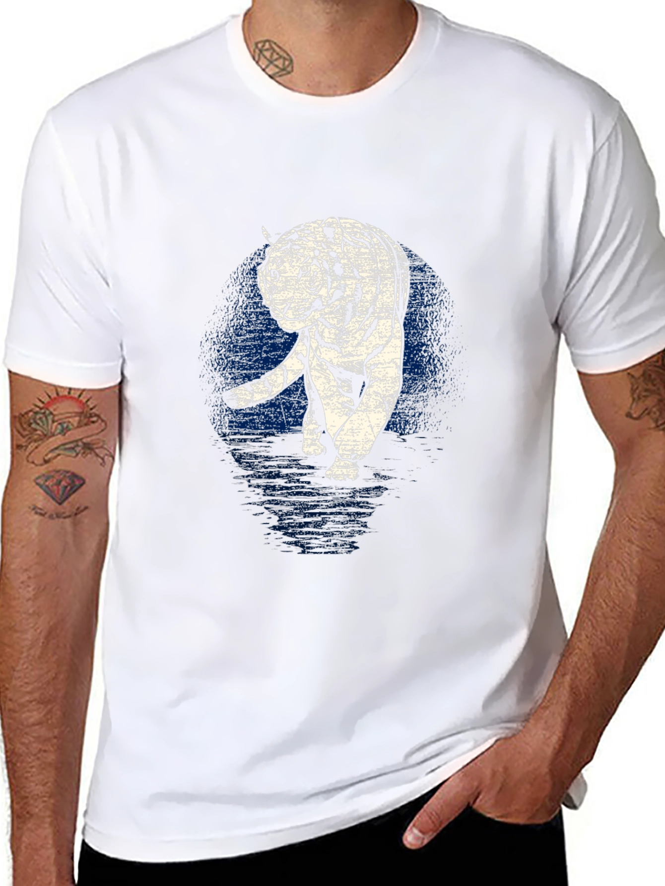 Tiger Graphic Tee - Black Cotton T-Shirt