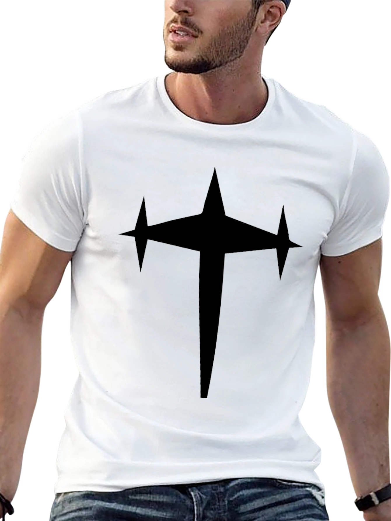 Bold Star Cross Graphic Black T-Shirt