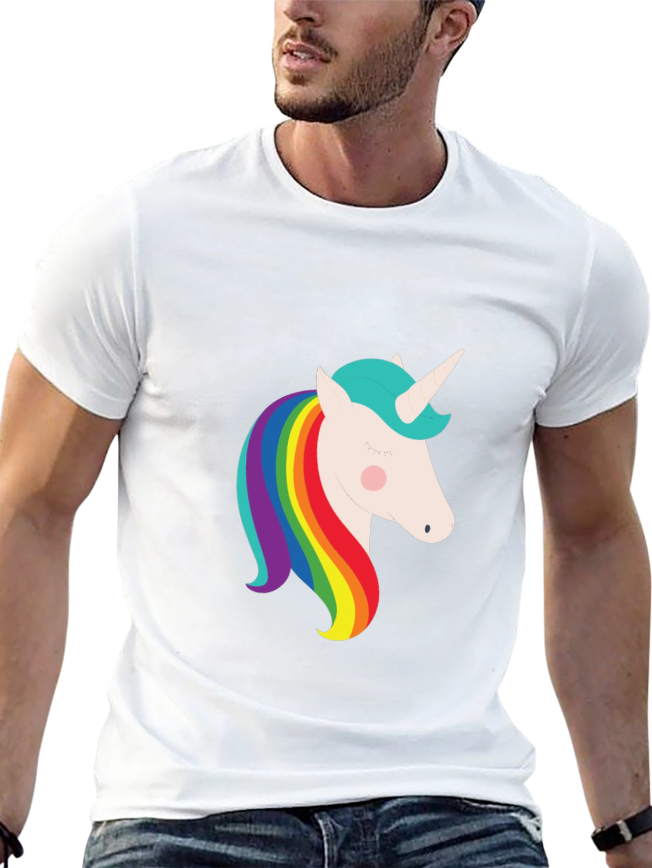 Unicorn Rainbow Graphic Black T-Shirt