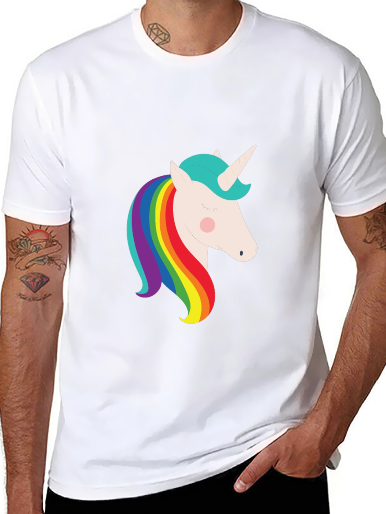 Unicorn Rainbow Graphic Black T-Shirt