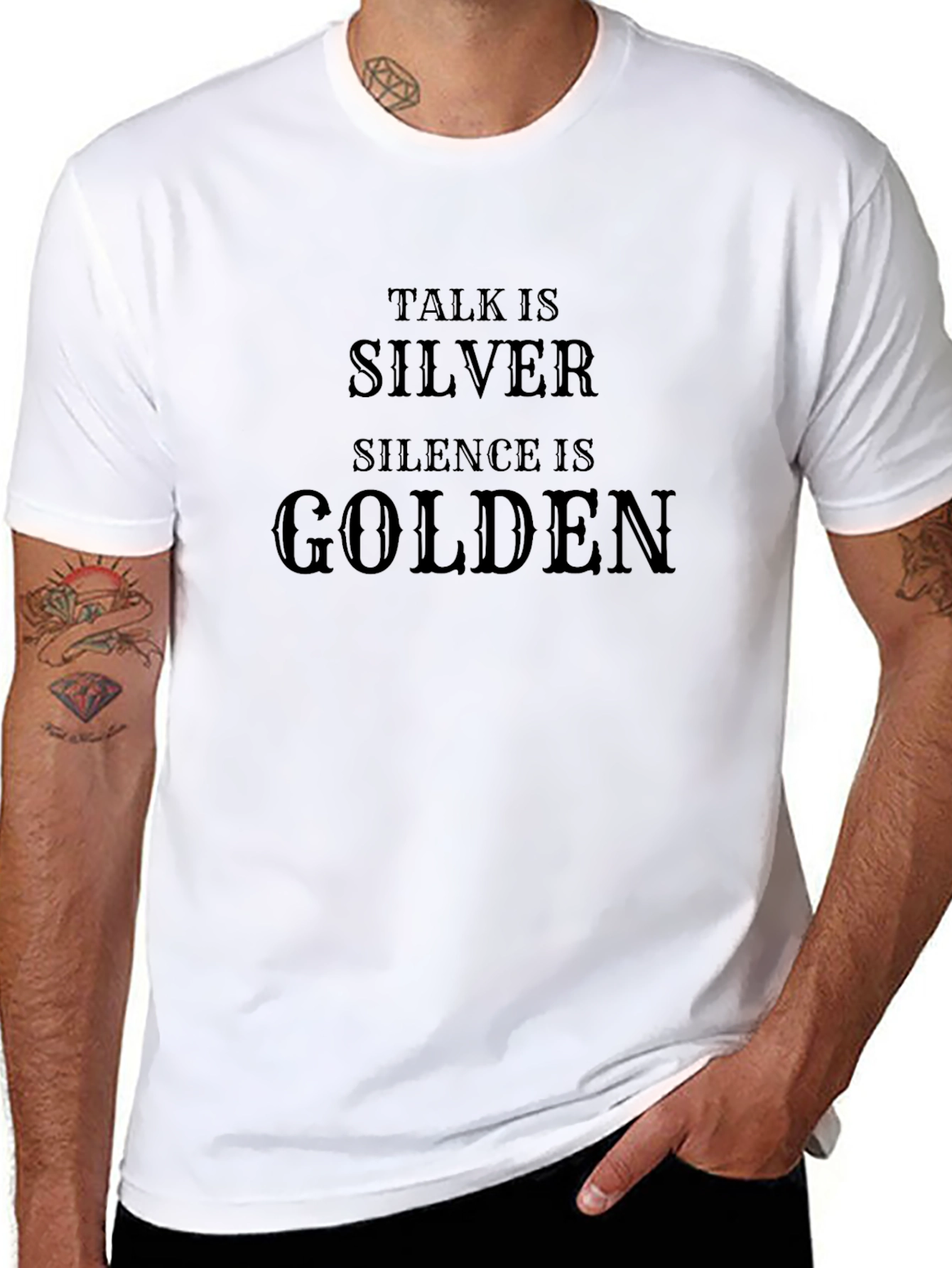 Talk is Silver Silence is Golden Black T-Shirt