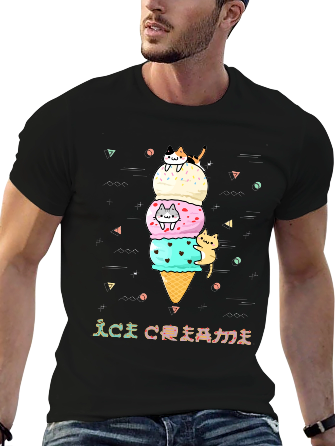 Cute Cat Ice Cream Graphic Tee
