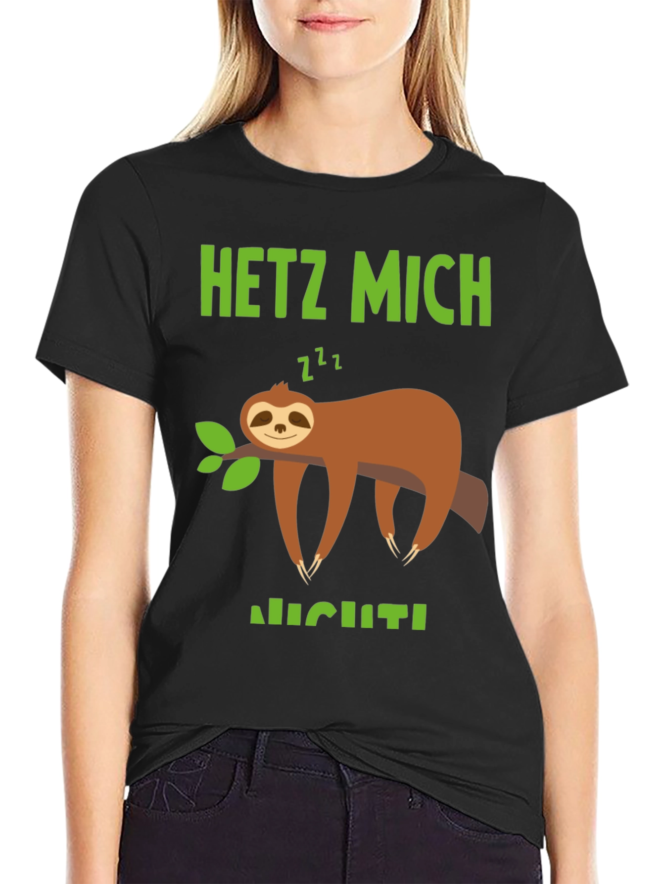 Relaxed Sloth Graphic Tee - Hetz Mich Nicht