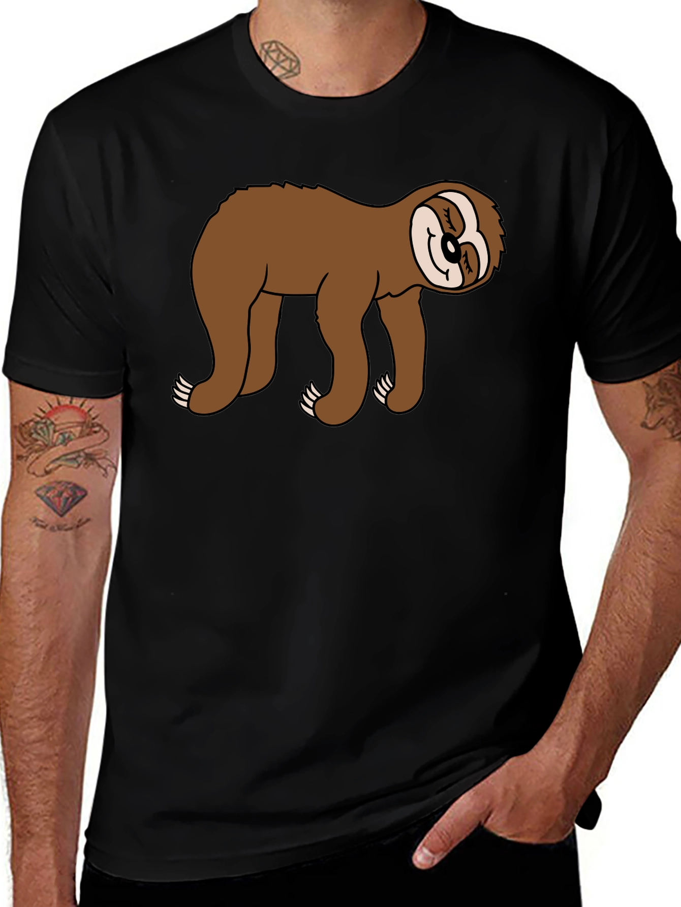 Sloth Graphic Tee - Black Casual Comfort