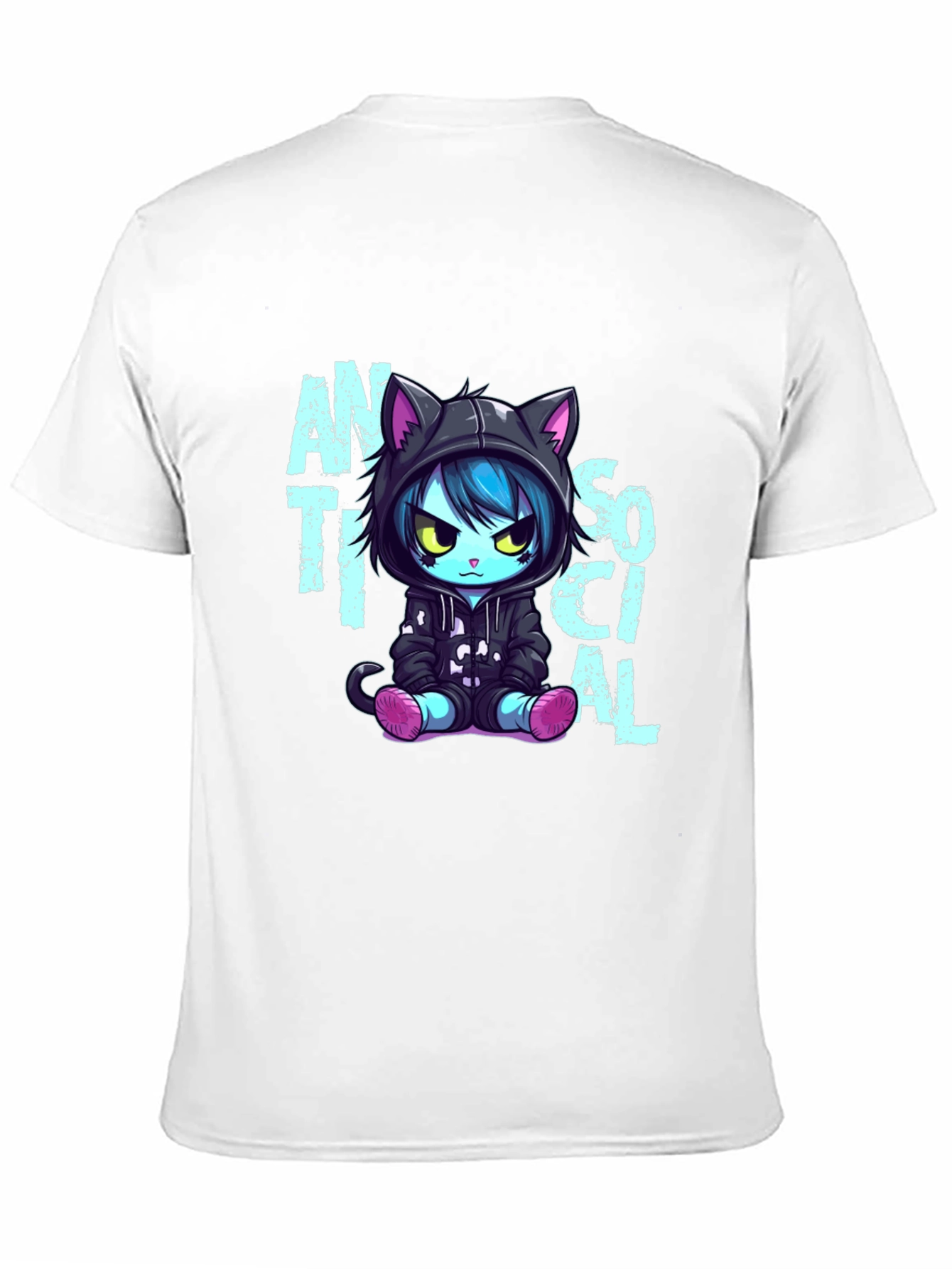 Anti Social Cat Graphic T-Shirt