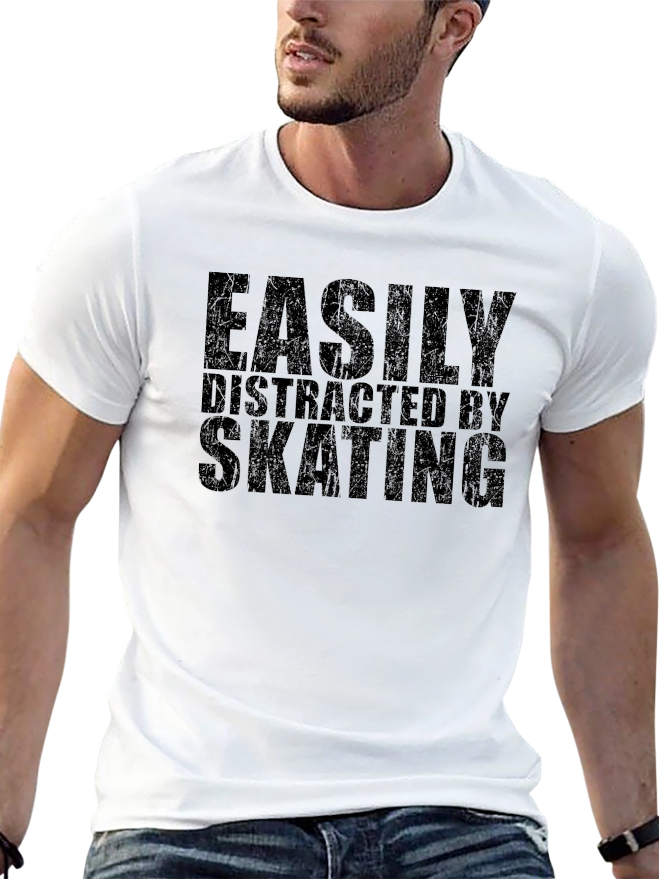Easily Distracted by Skating Black T-Shirt