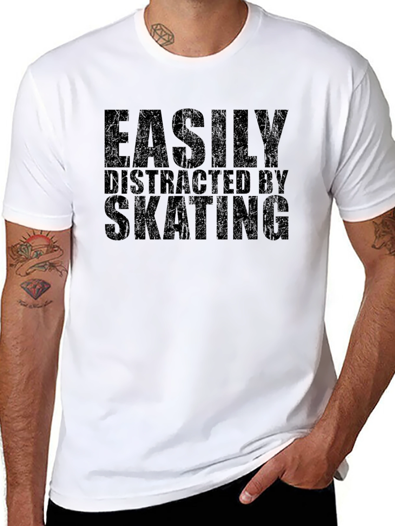 Easily Distracted by Skating Black T-Shirt